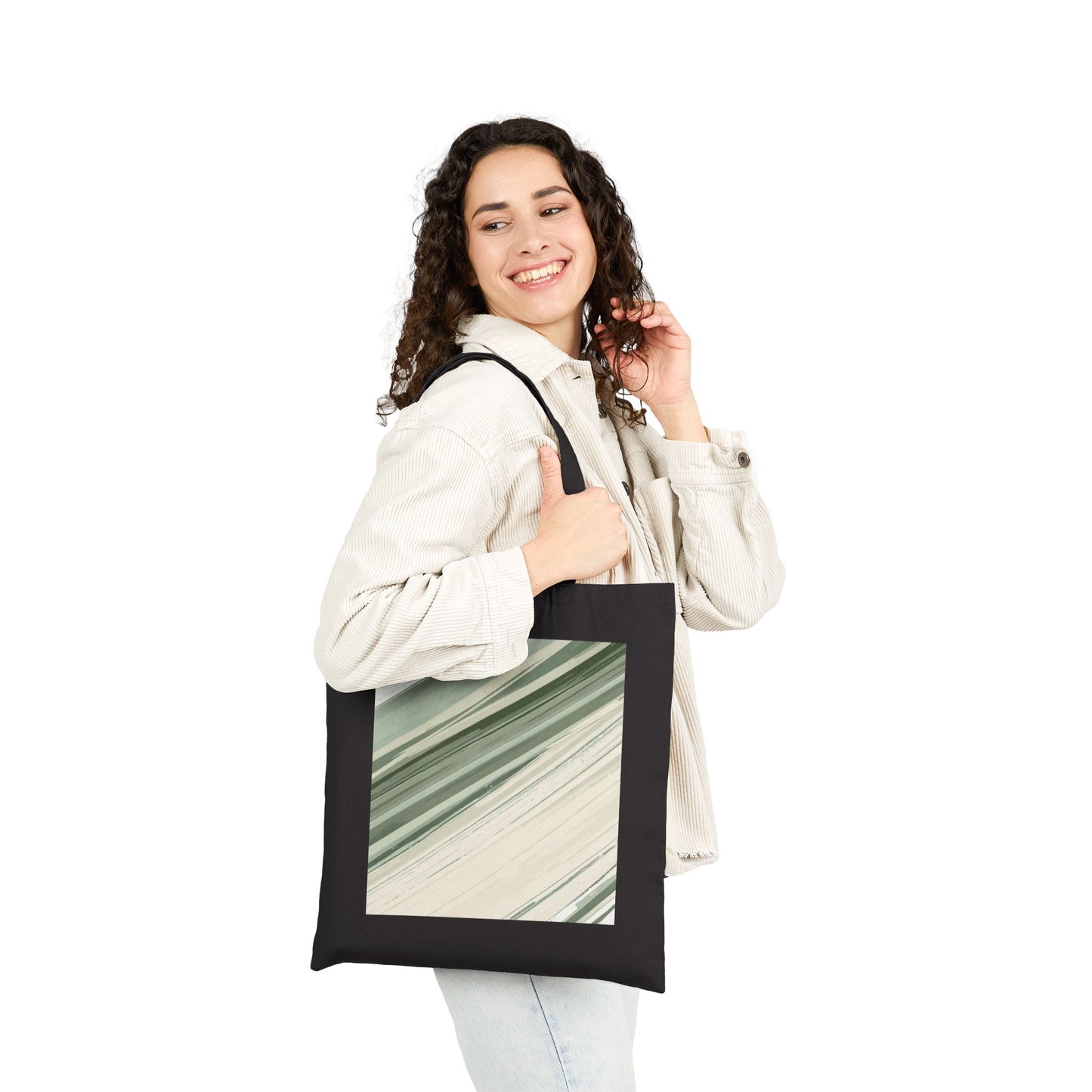 Sea Glass Drift Coastal Tote Bag – Abstract Sage Green Canvas Carryall | Minimalist Ocean Wave Everyday Tote