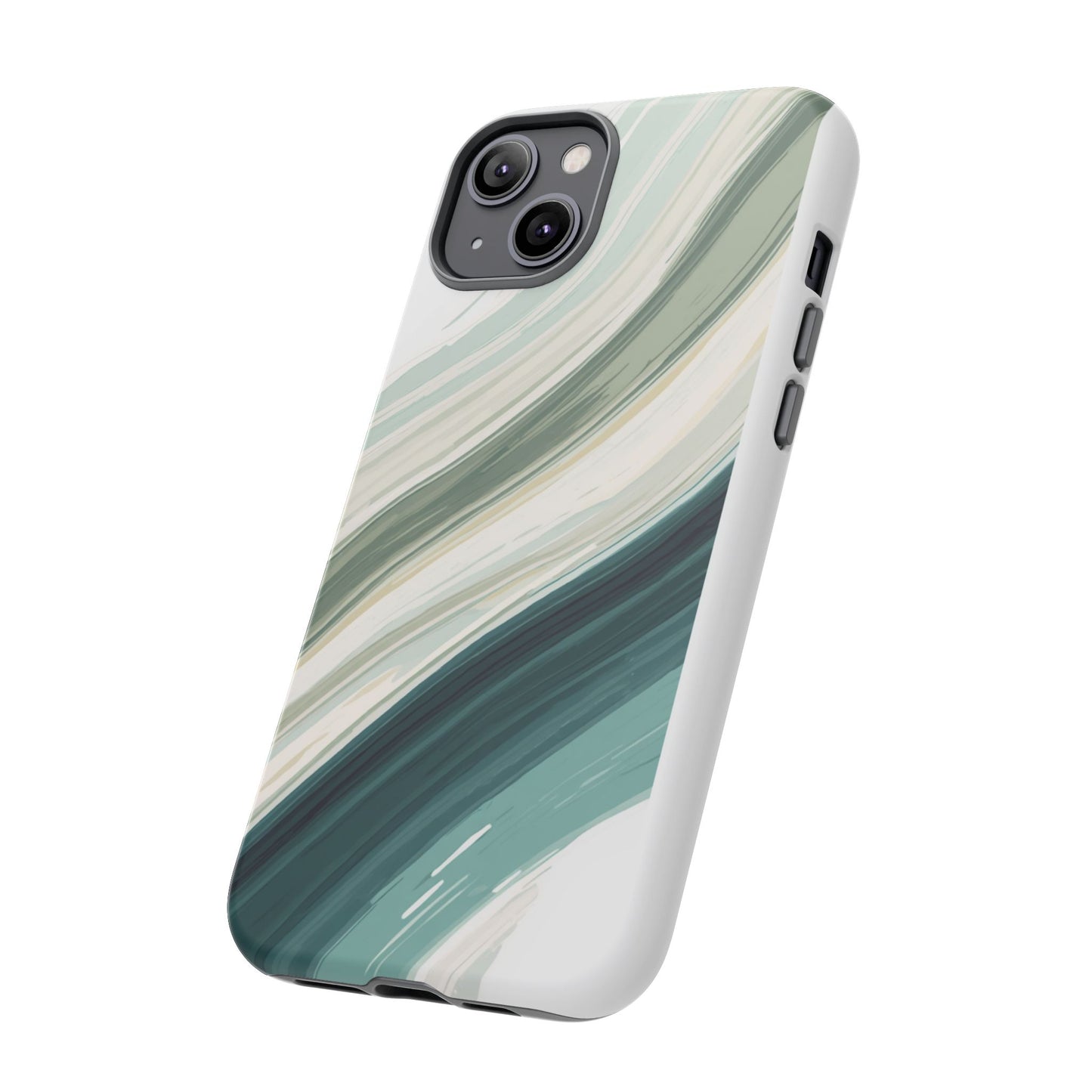 Sea Glass Drift Phone Case – Coastal Abstract Ocean Waves iPhone Case | Sage Green Minimalist Protective Cover