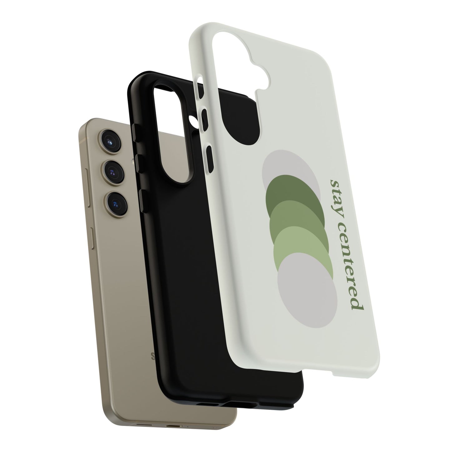 Stay Centered Minimalist Phone Case – Sage Green Wellness Aesthetic iPhone Case | Modern Neutral Protective Cover