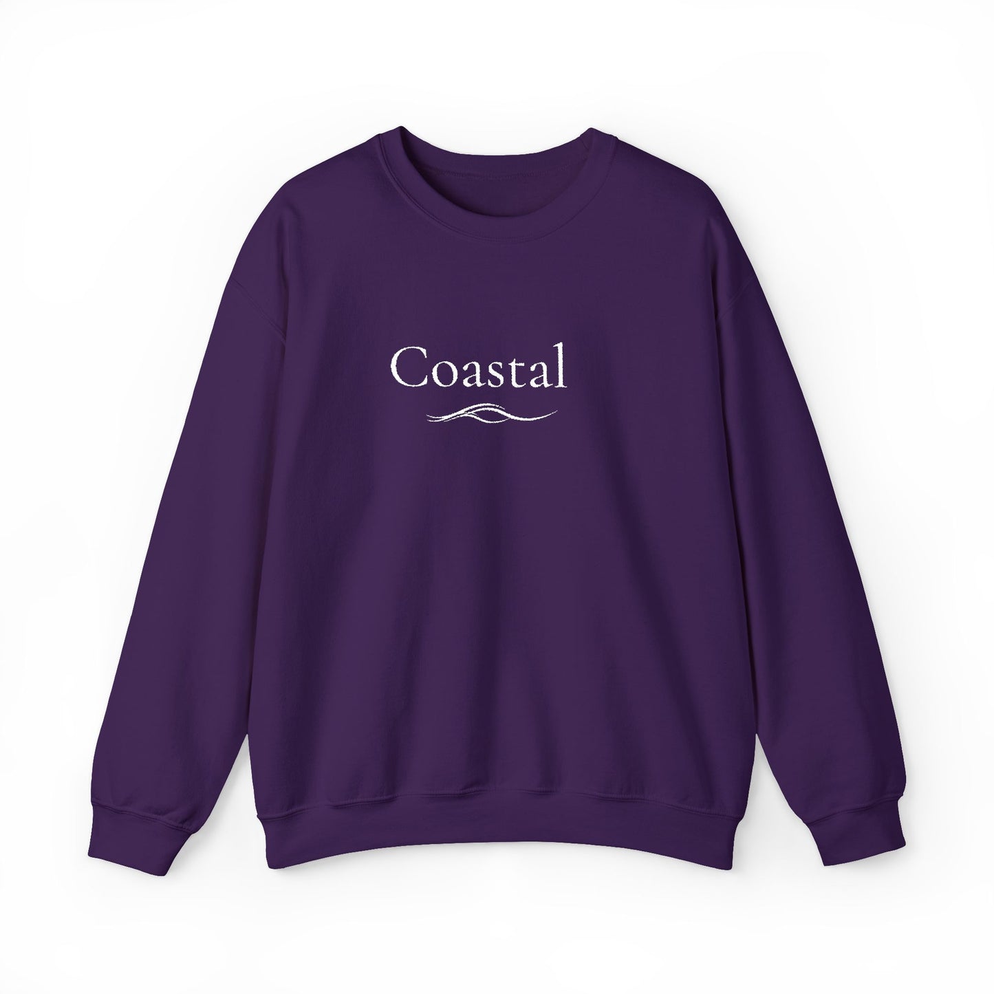 Coastal Crewneck Sweatshirt — Minimal Nautical Wave Graphic