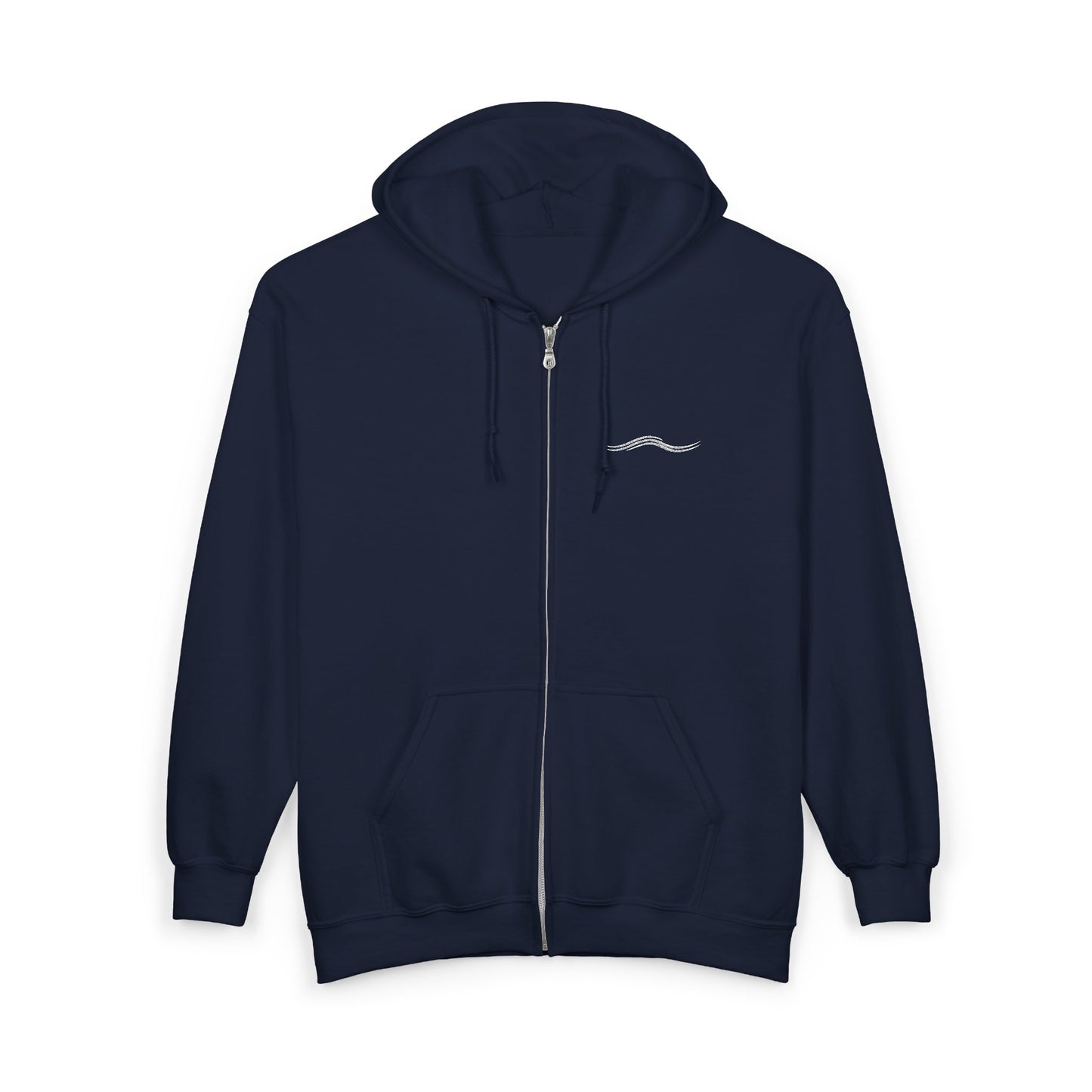 Minimal Wave Zip Hoodie — Subtle Coastal Graphic Full-Zip Sweatshirt