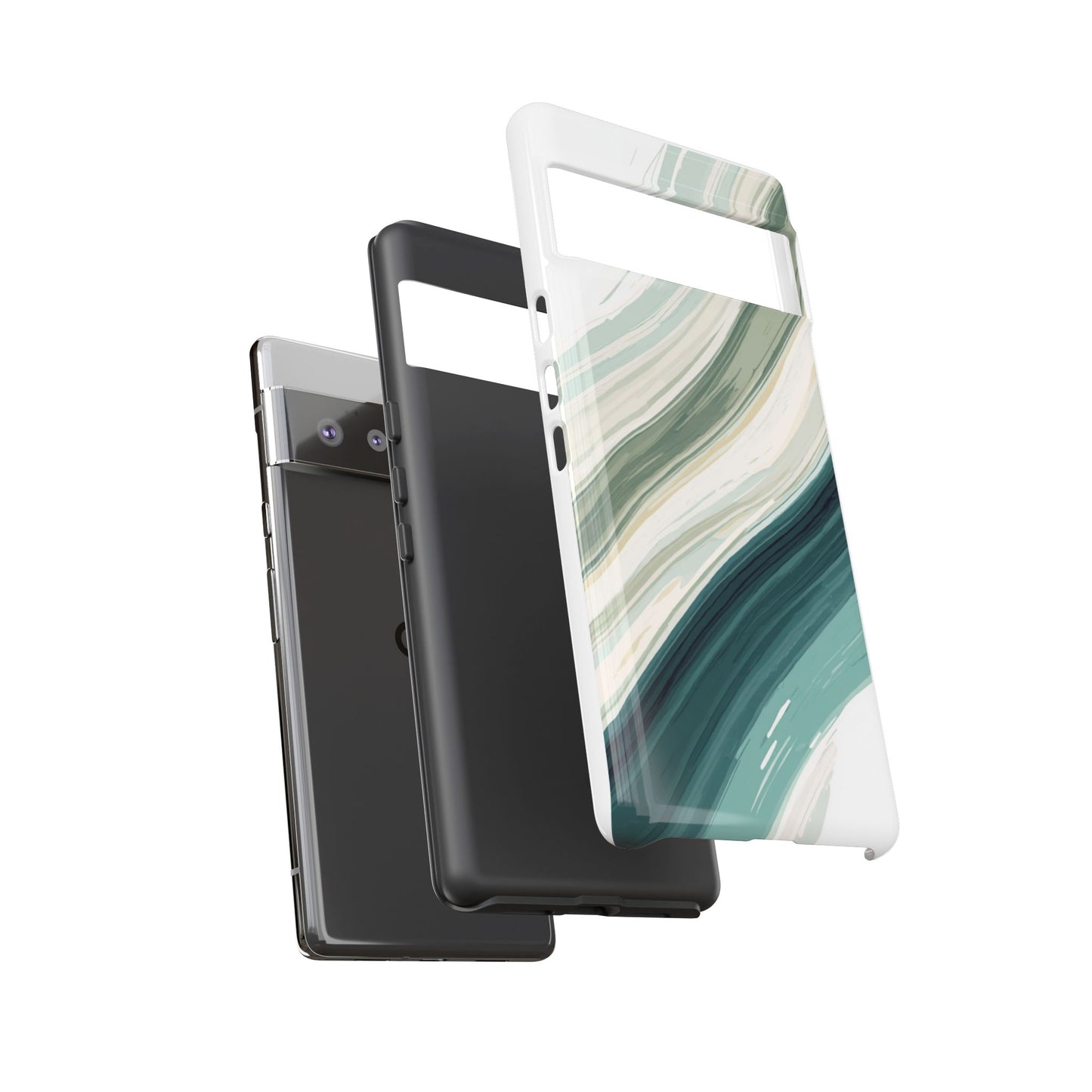 Sea Glass Drift Phone Case – Coastal Abstract Ocean Waves iPhone Case | Sage Green Minimalist Protective Cover