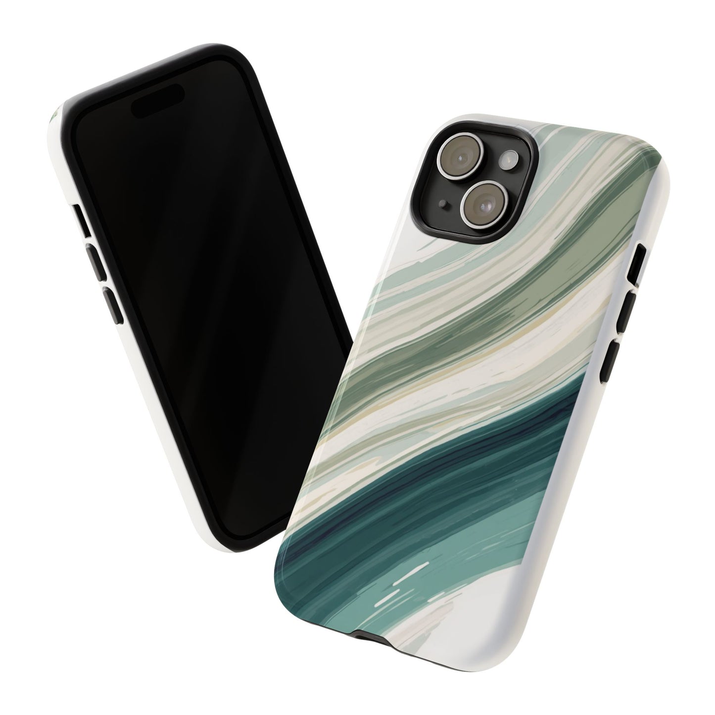 Sea Glass Drift Phone Case – Coastal Abstract Ocean Waves iPhone Case | Sage Green Minimalist Protective Cover