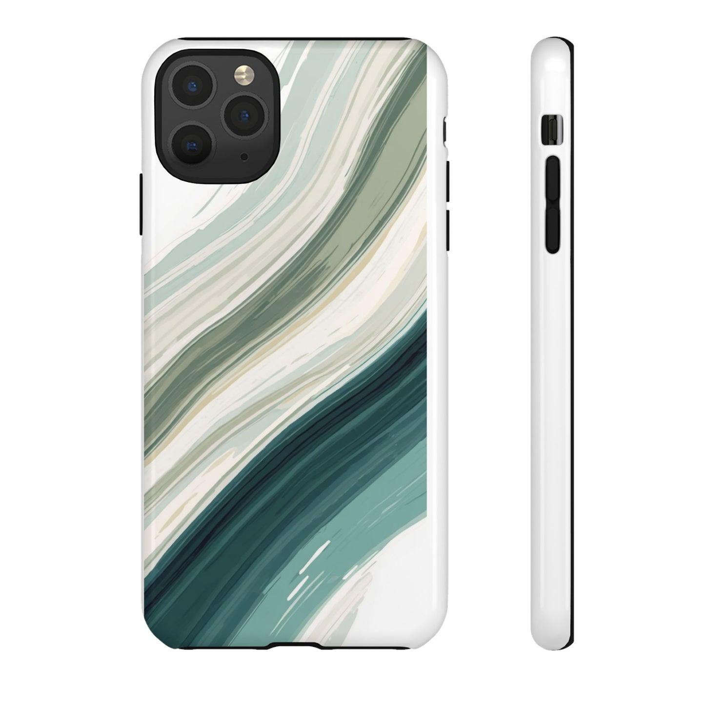 Sea Glass Drift Phone Case – Coastal Abstract Ocean Waves iPhone Case | Sage Green Minimalist Protective Cover