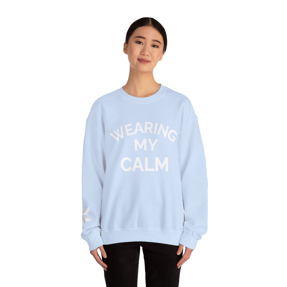 Wearing My Calm Crewneck Sweatshirt, Cozy Unisex Sweatshirt, Relaxed Fit Apparel, Gift for Mindfulness Lovers, Everyday Comfort Wear, [...]
