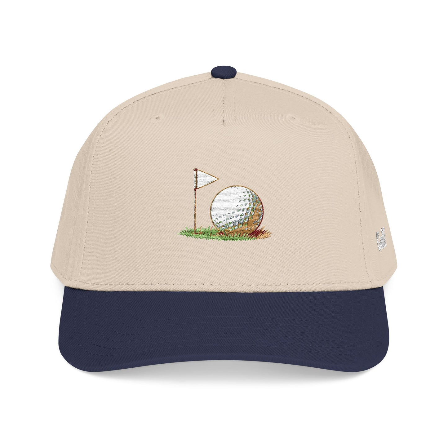 Vintage Golf Mid Profile Baseball Cap – Embroidered Golf Ball Flag Hat