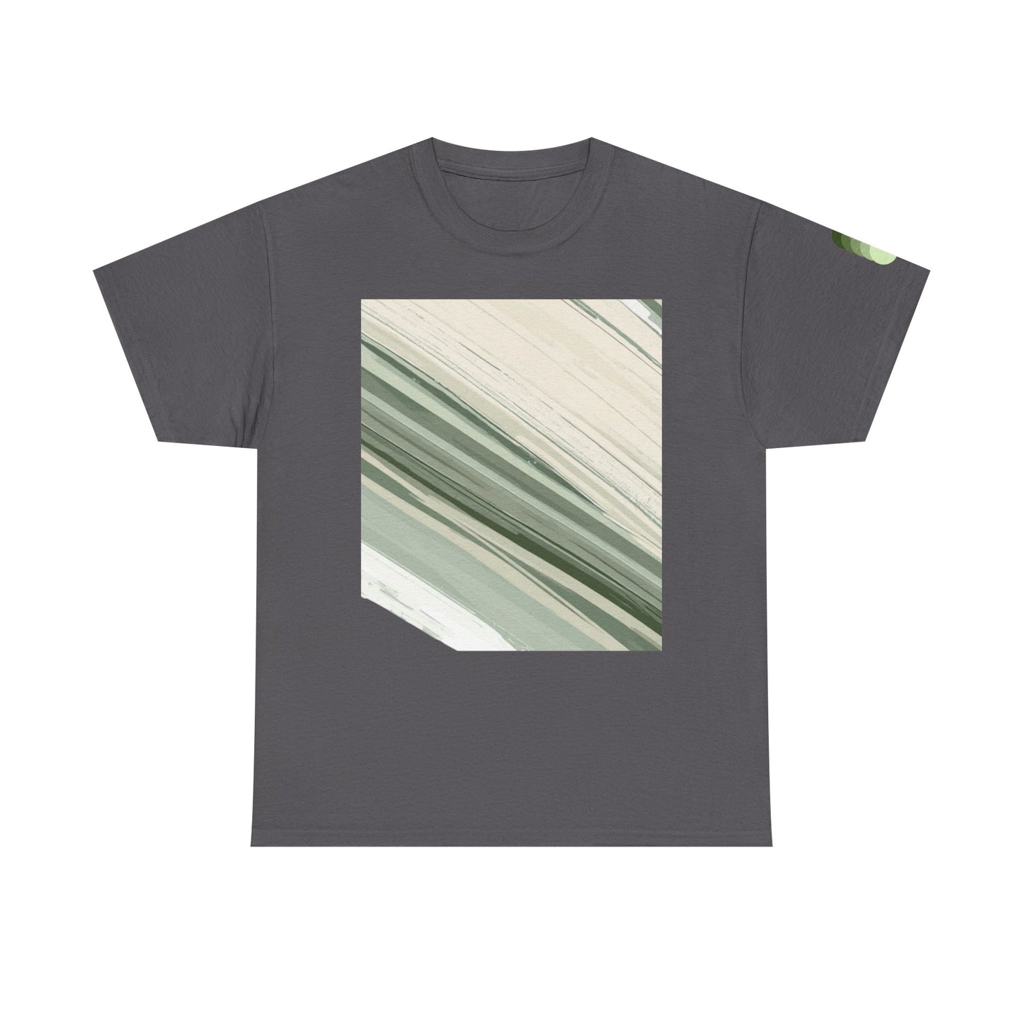 Sea Glass Drift Unisex Heavy Cotton Tee – Abstract Coastal Wave Graphic Shirt | Minimalist Sage Green Aesthetic Tee