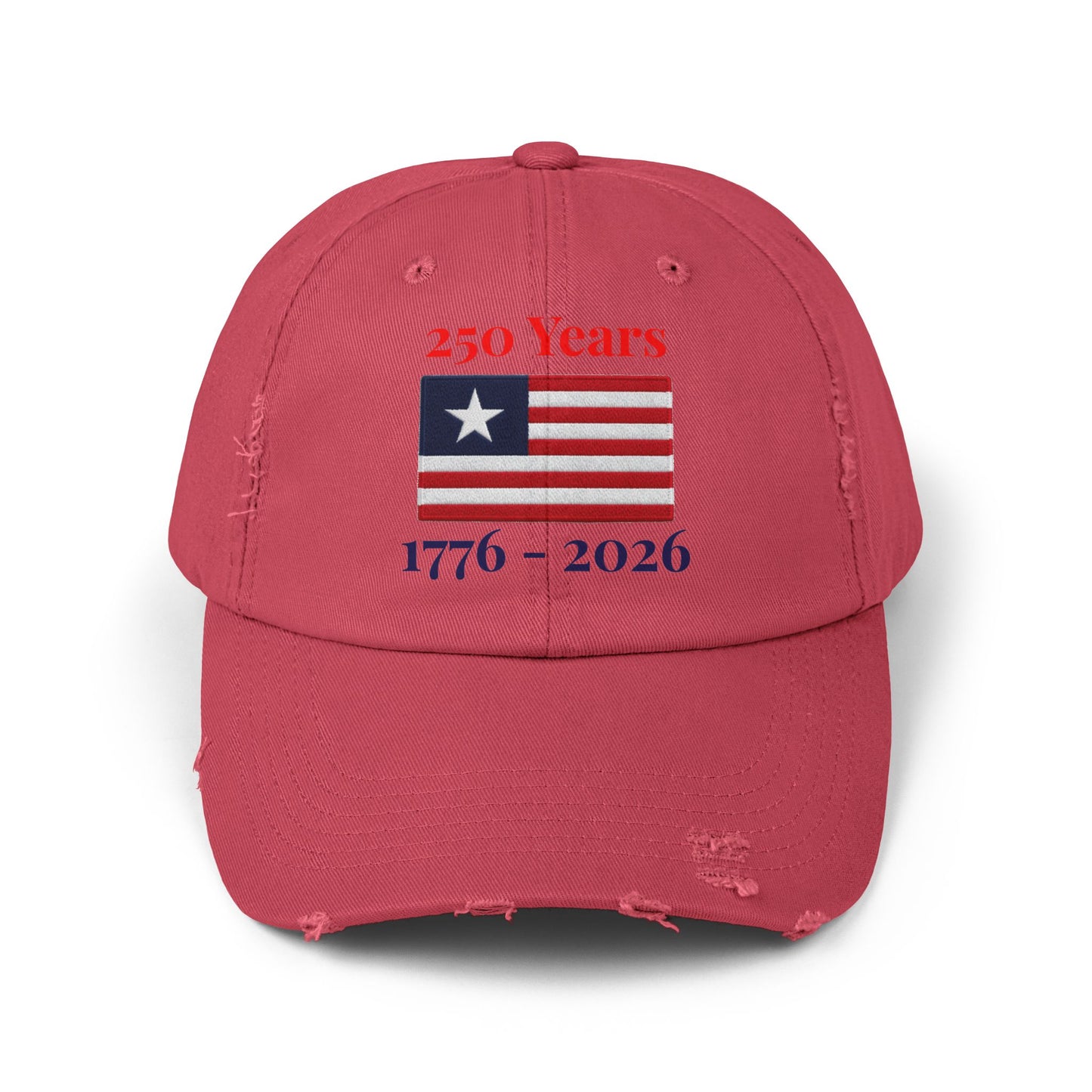 USA 250 Years Embroidered Distressed Dad Cap | 1776–2026 Patriotic Flag Hat