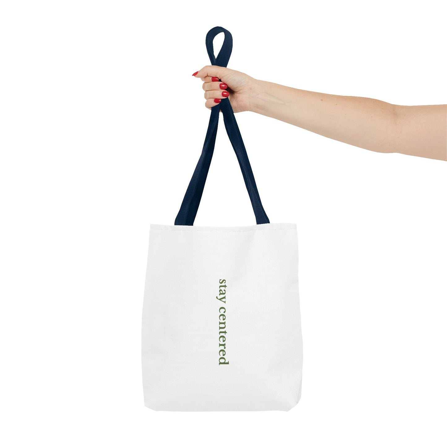 Stay Centered Minimalist Tote Bag – Neutral Wellness Aesthetic Canvas Tote | Sage Green Modern Everyday Carryall