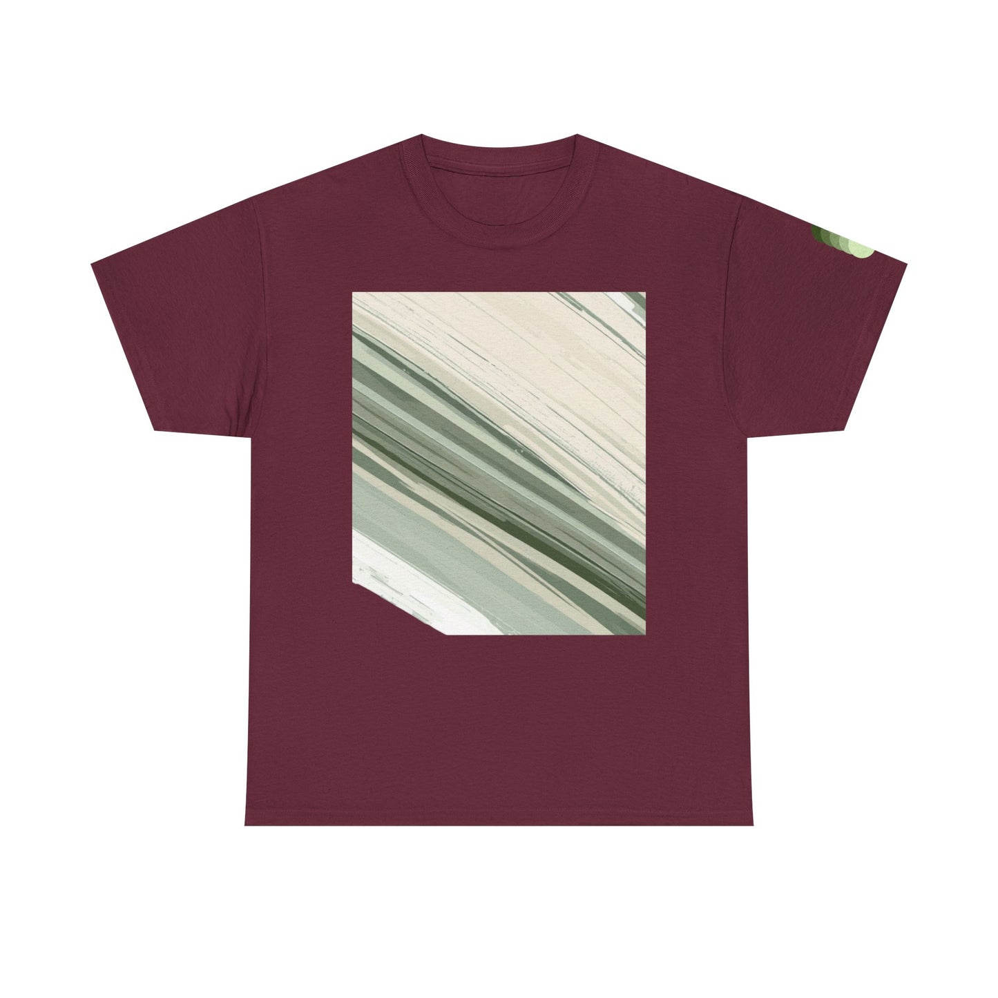 Sea Glass Drift Unisex Heavy Cotton Tee – Abstract Coastal Wave Graphic Shirt | Minimalist Sage Green Aesthetic Tee