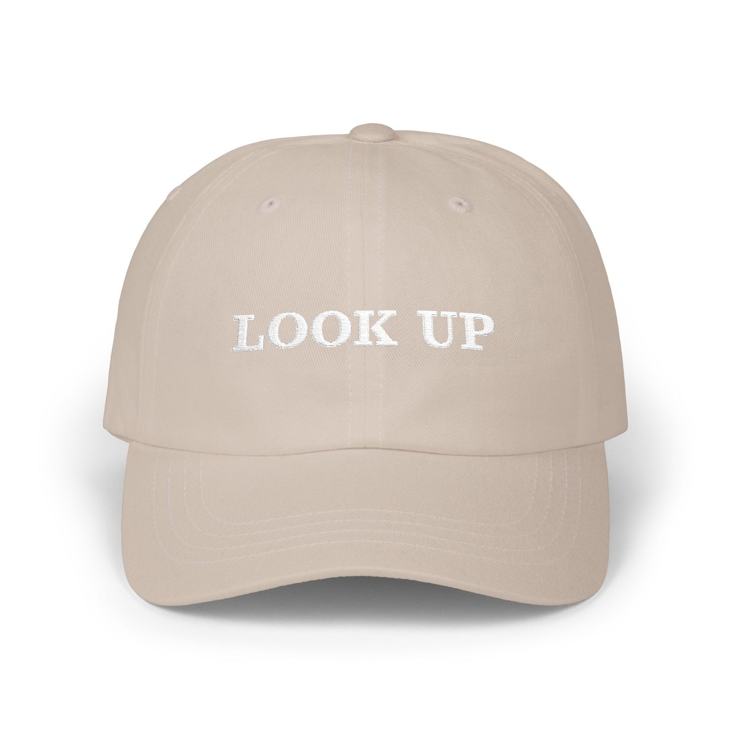 Look Up embroidered Dad Hat-Inspirational Cap with Double fish symbol on back
