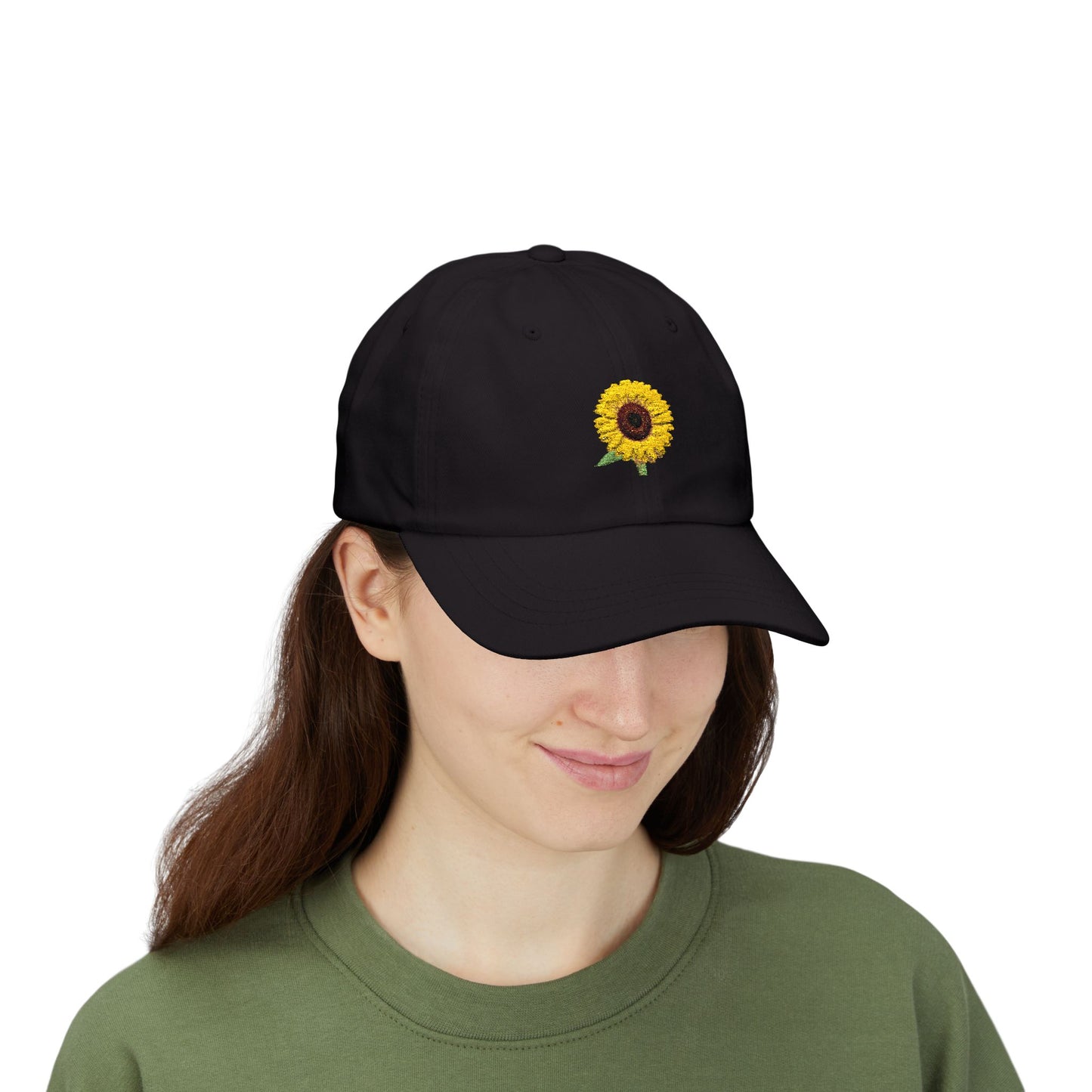 Black-Eyed Susan Mom Embroidered  Dad Cap (white font)