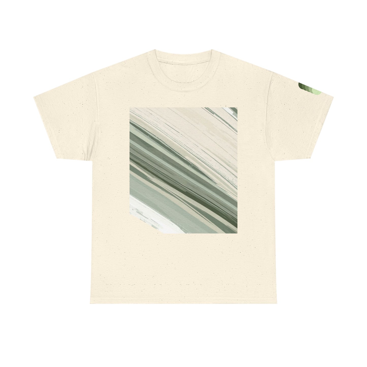Sea Glass Drift Unisex Heavy Cotton Tee – Abstract Coastal Wave Graphic Shirt | Minimalist Sage Green Aesthetic Tee