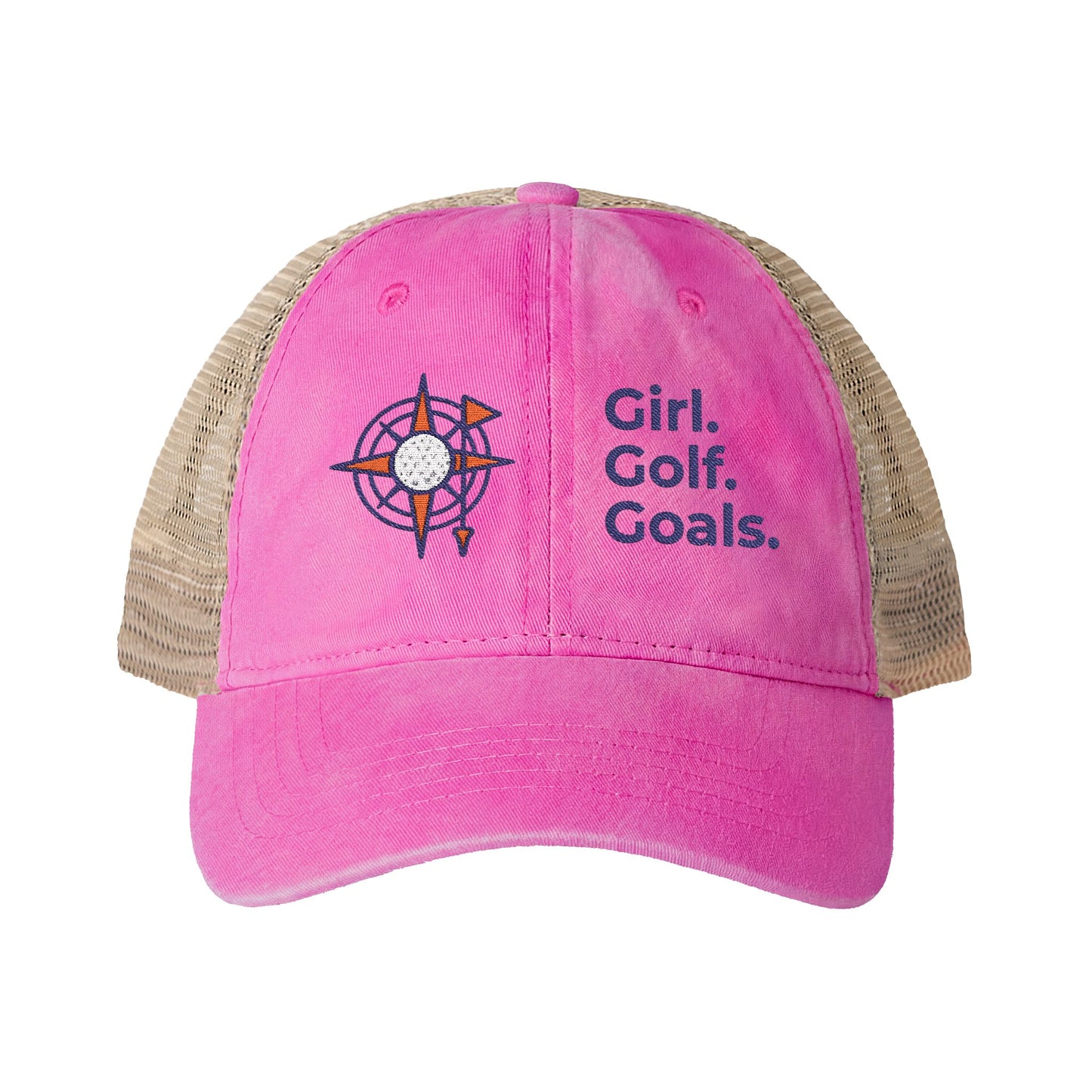 Girl. Golf. Goals. Women’s Washed Mesh-Back Cap