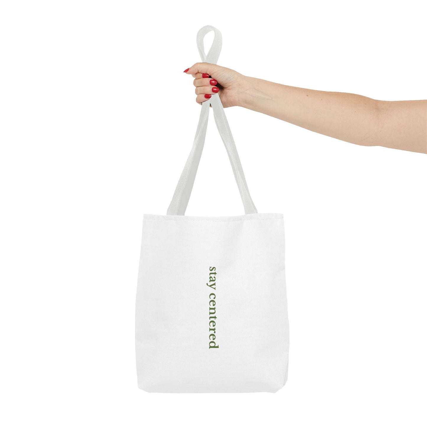 Stay Centered Minimalist Tote Bag – Neutral Wellness Aesthetic Canvas Tote | Sage Green Modern Everyday Carryall