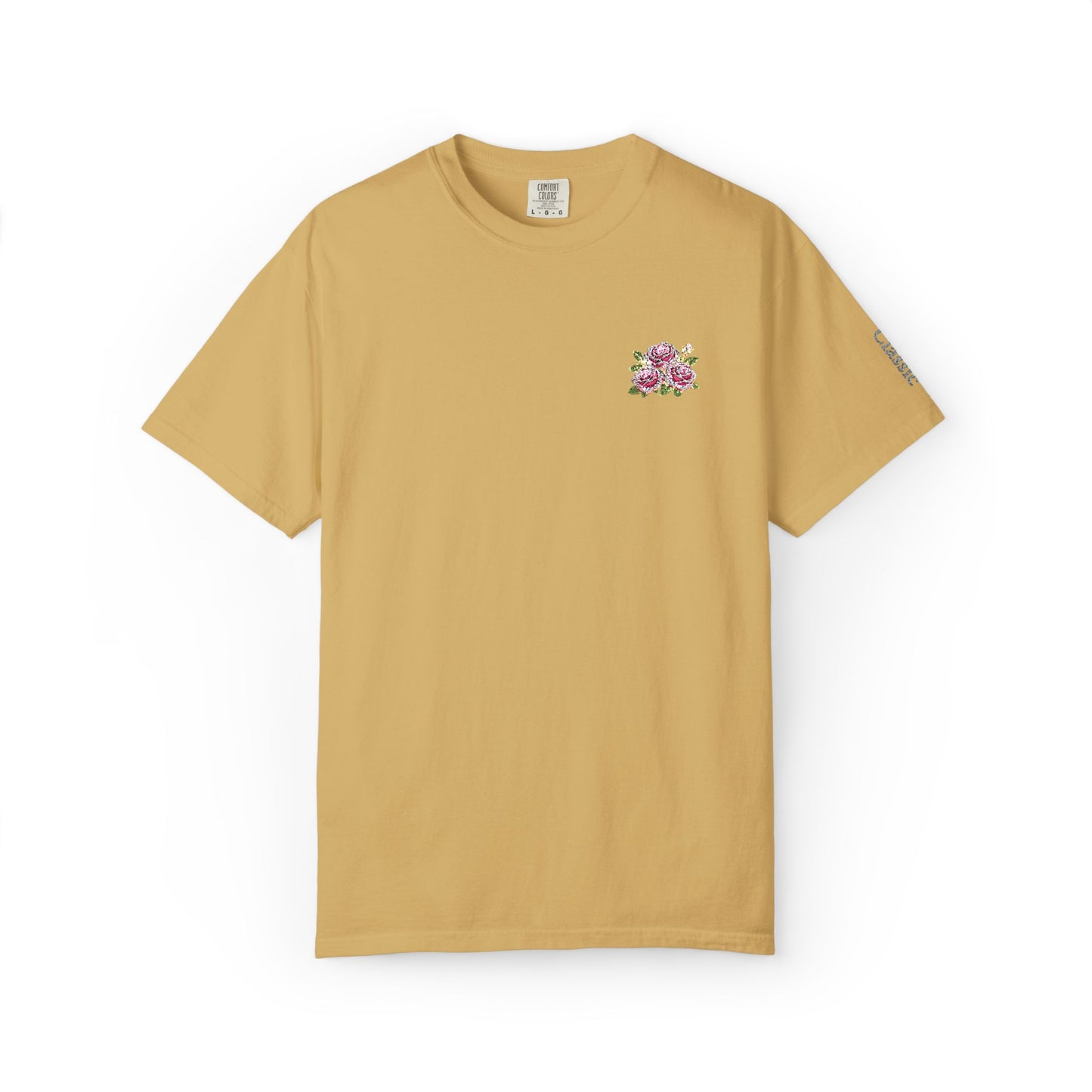 Simple Rose Bouquet Embroidered T-Shirt with Sleeve Detail