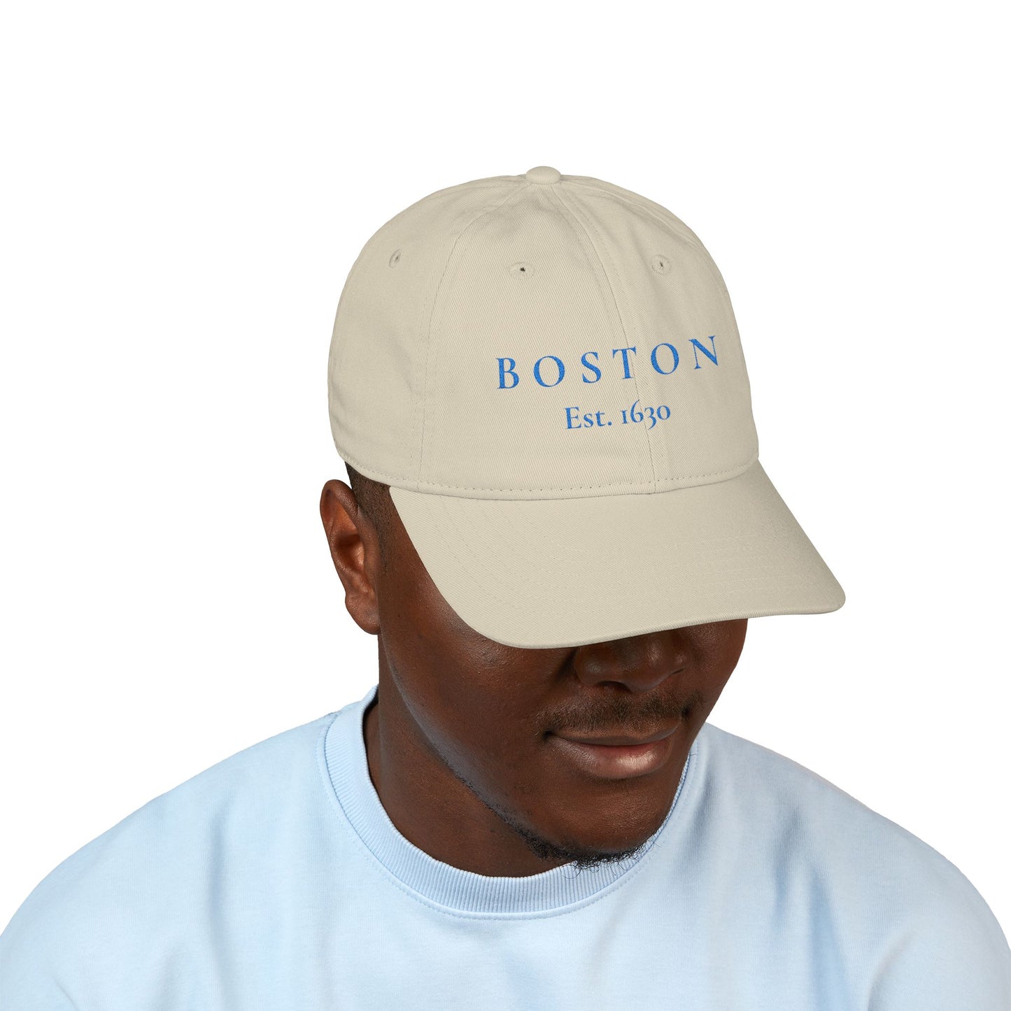 Boston Embroidered Baseball Cap — "BOSTON Est. 1630" Organic Cotton Hat