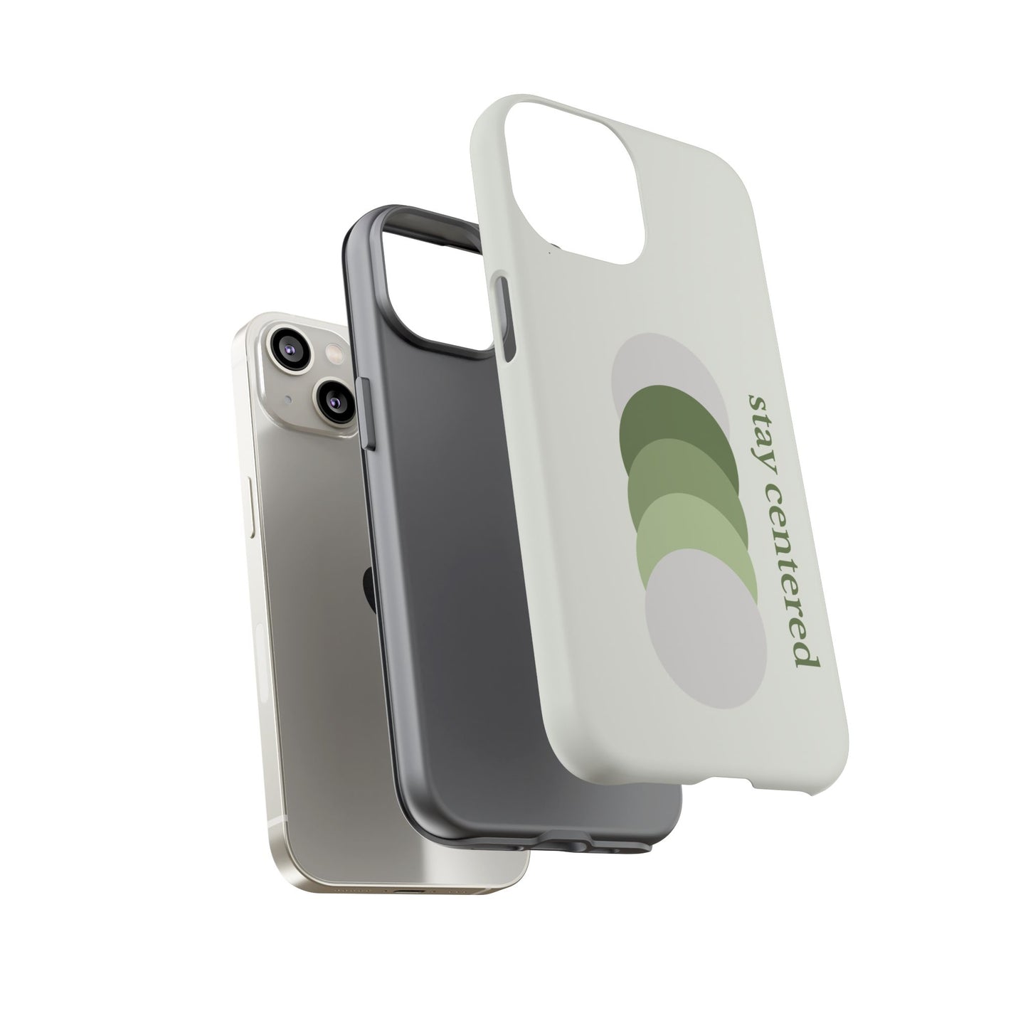 Stay Centered Minimalist Phone Case – Sage Green Wellness Aesthetic iPhone Case | Modern Neutral Protective Cover