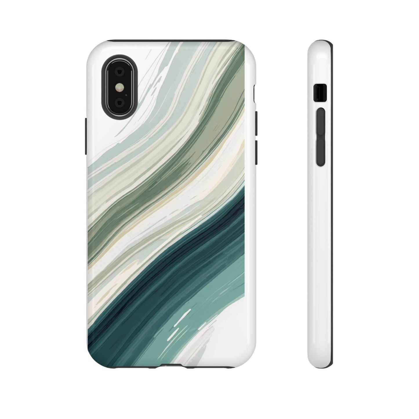Sea Glass Drift Phone Case – Coastal Abstract Ocean Waves iPhone Case | Sage Green Minimalist Protective Cover