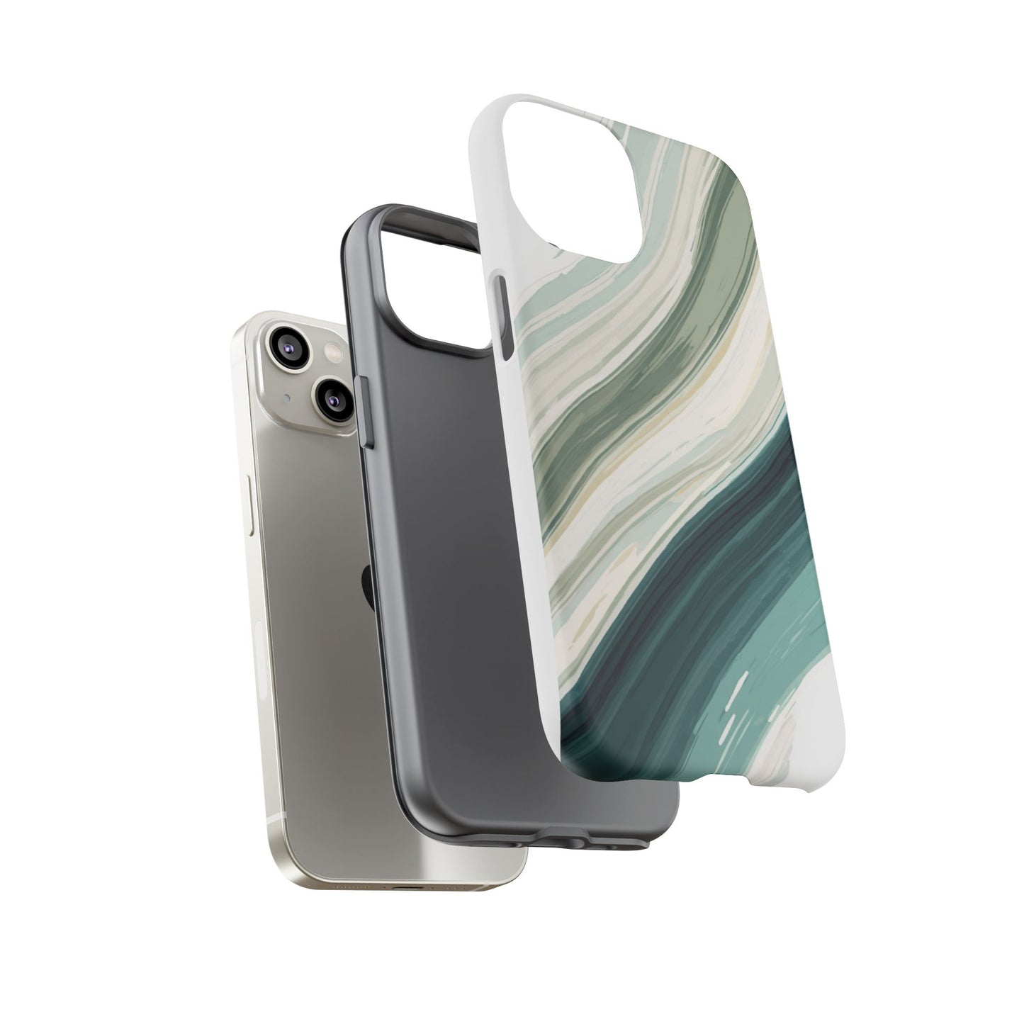 Sea Glass Drift Phone Case – Coastal Abstract Ocean Waves iPhone Case | Sage Green Minimalist Protective Cover
