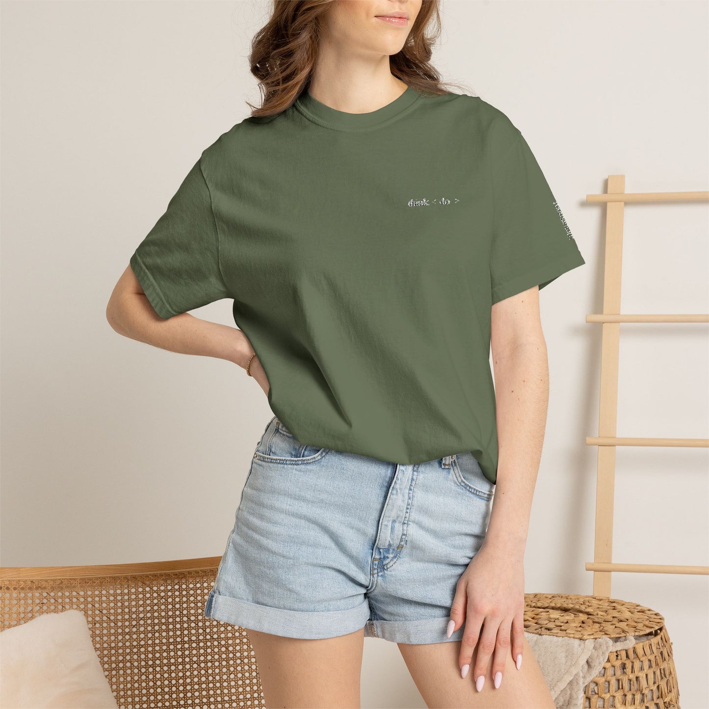 Think < Do > Embroidered Unisex T-Shirt | Minimalist Everyday Tee | Ivory Thread