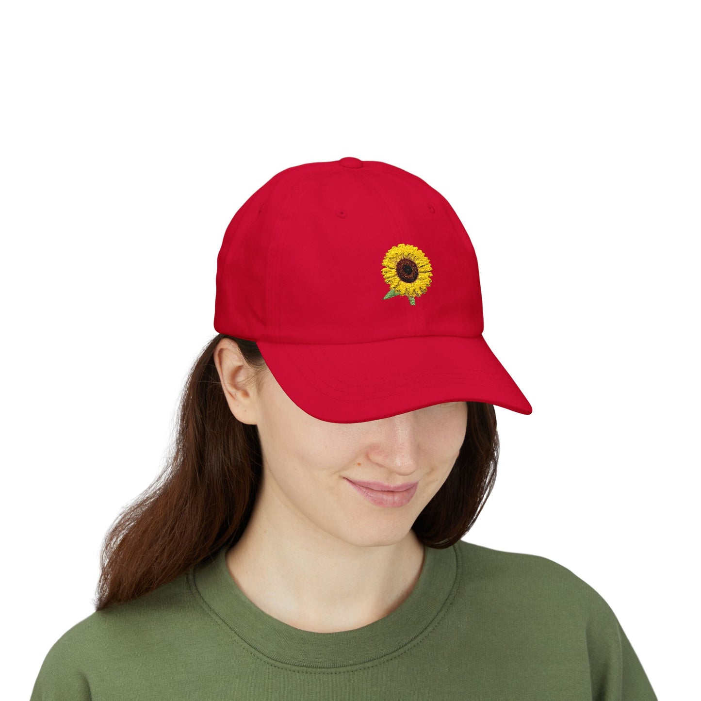 Sunflower 'Mom' Dad Cap — Embroidered Floral Baseball Hat, black font