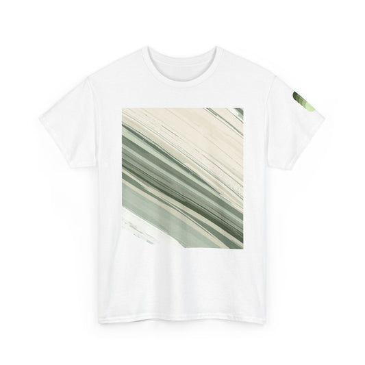 Sea Glass Drift Unisex Heavy Cotton Tee – Abstract Coastal Wave Graphic Shirt | Minimalist Sage Green Aesthetic Tee