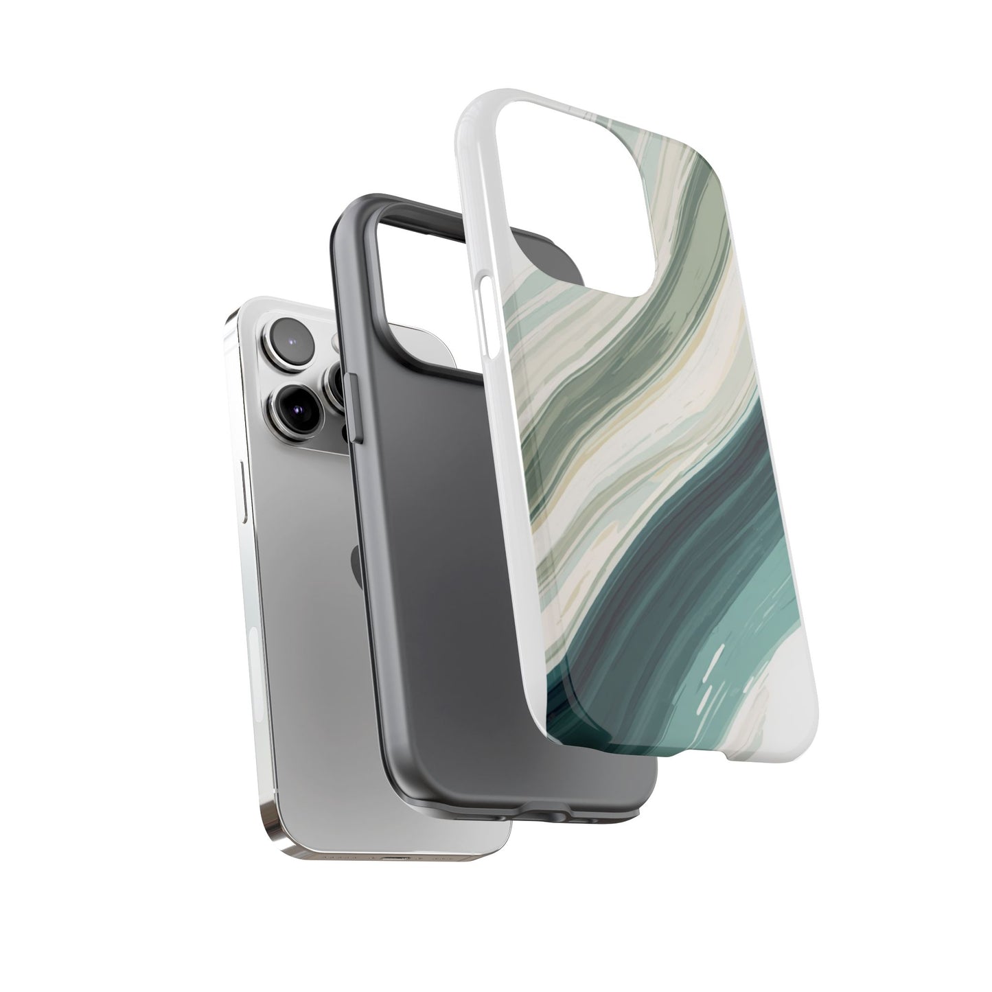 Sea Glass Drift Phone Case – Coastal Abstract Ocean Waves iPhone Case | Sage Green Minimalist Protective Cover