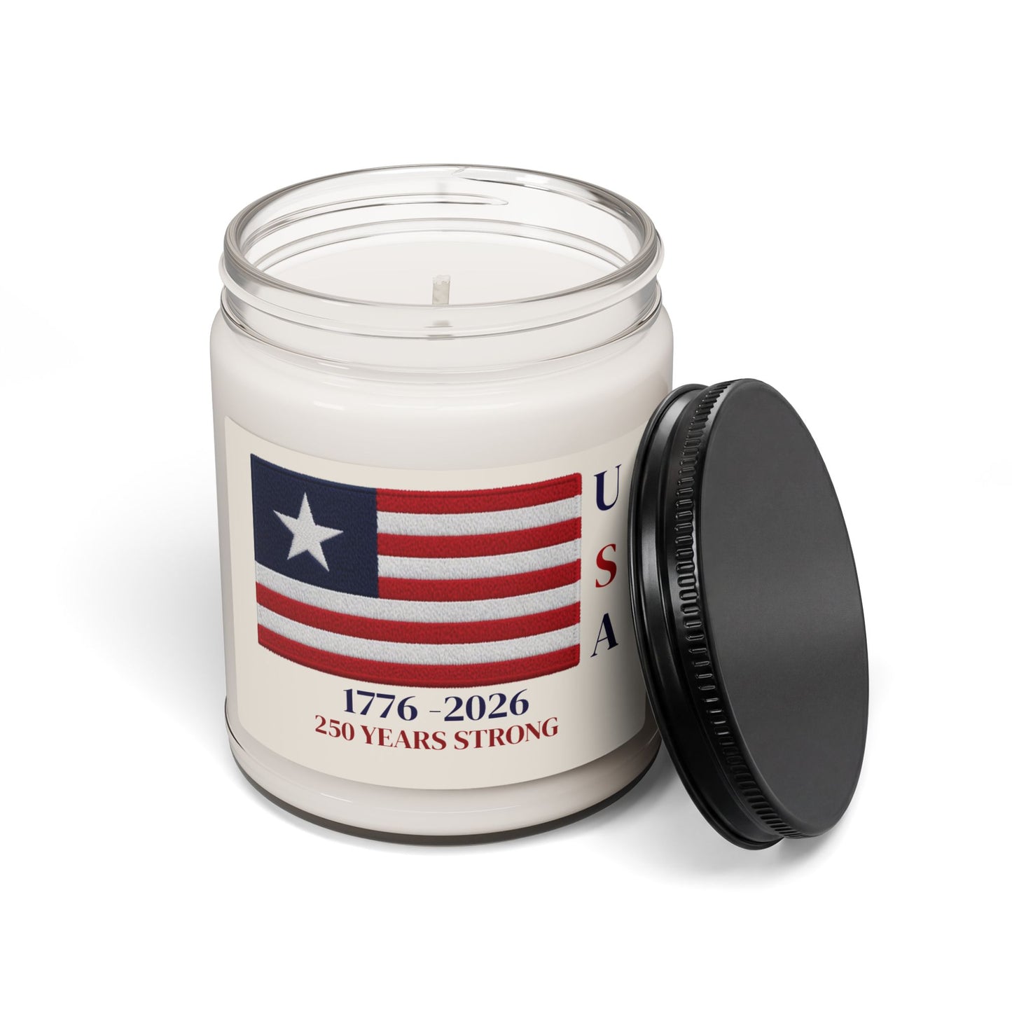 USA 250 Years Strong Scented Soy Candle | Patriotic Flag Candle | 1776–2026 Americana Decor