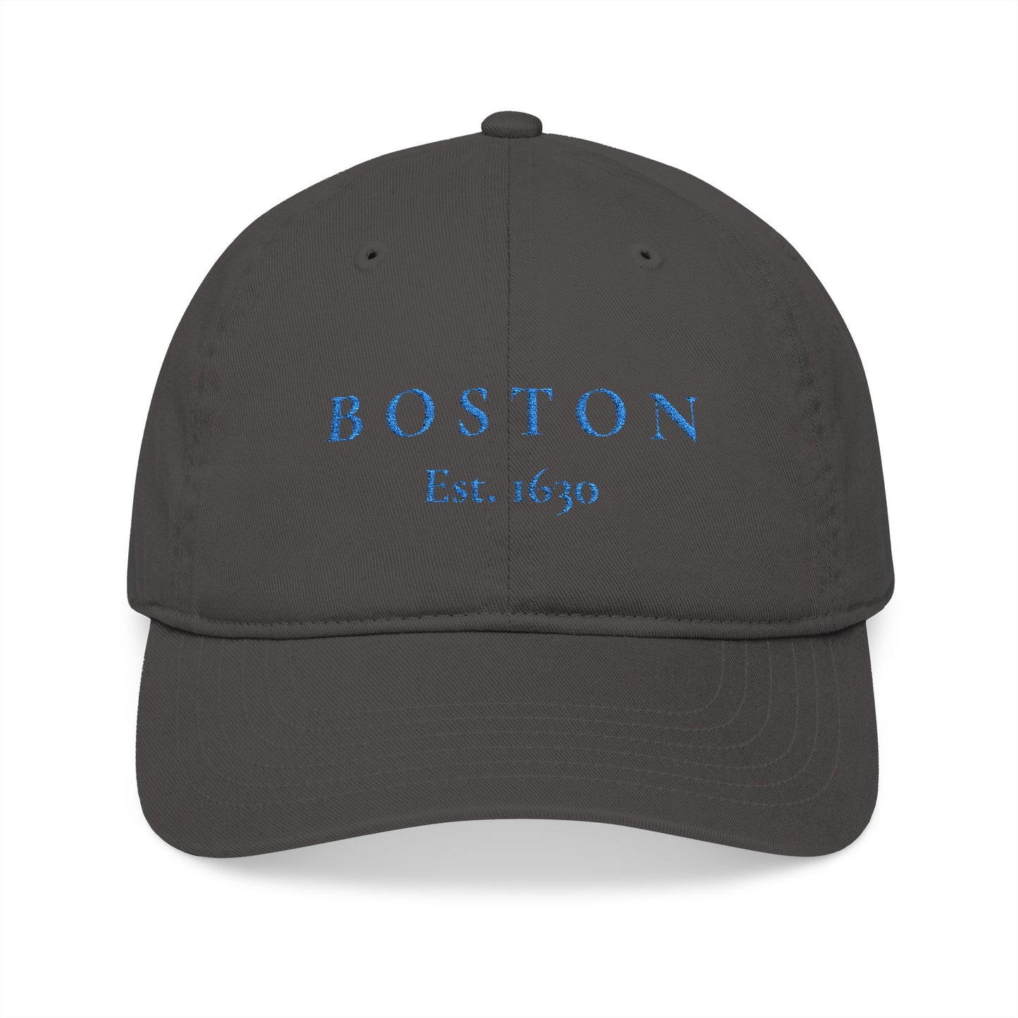 Boston Embroidered Baseball Cap — "BOSTON Est. 1630" Organic Cotton Hat