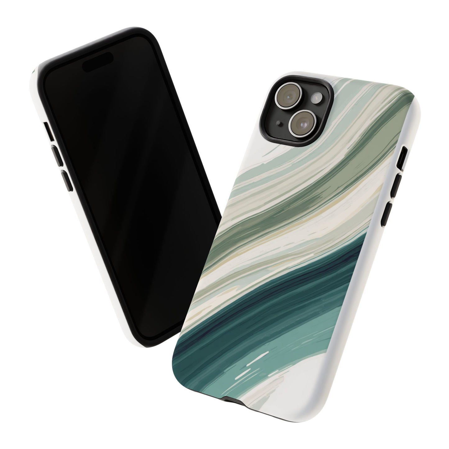 Sea Glass Drift Phone Case – Coastal Abstract Ocean Waves iPhone Case | Sage Green Minimalist Protective Cover