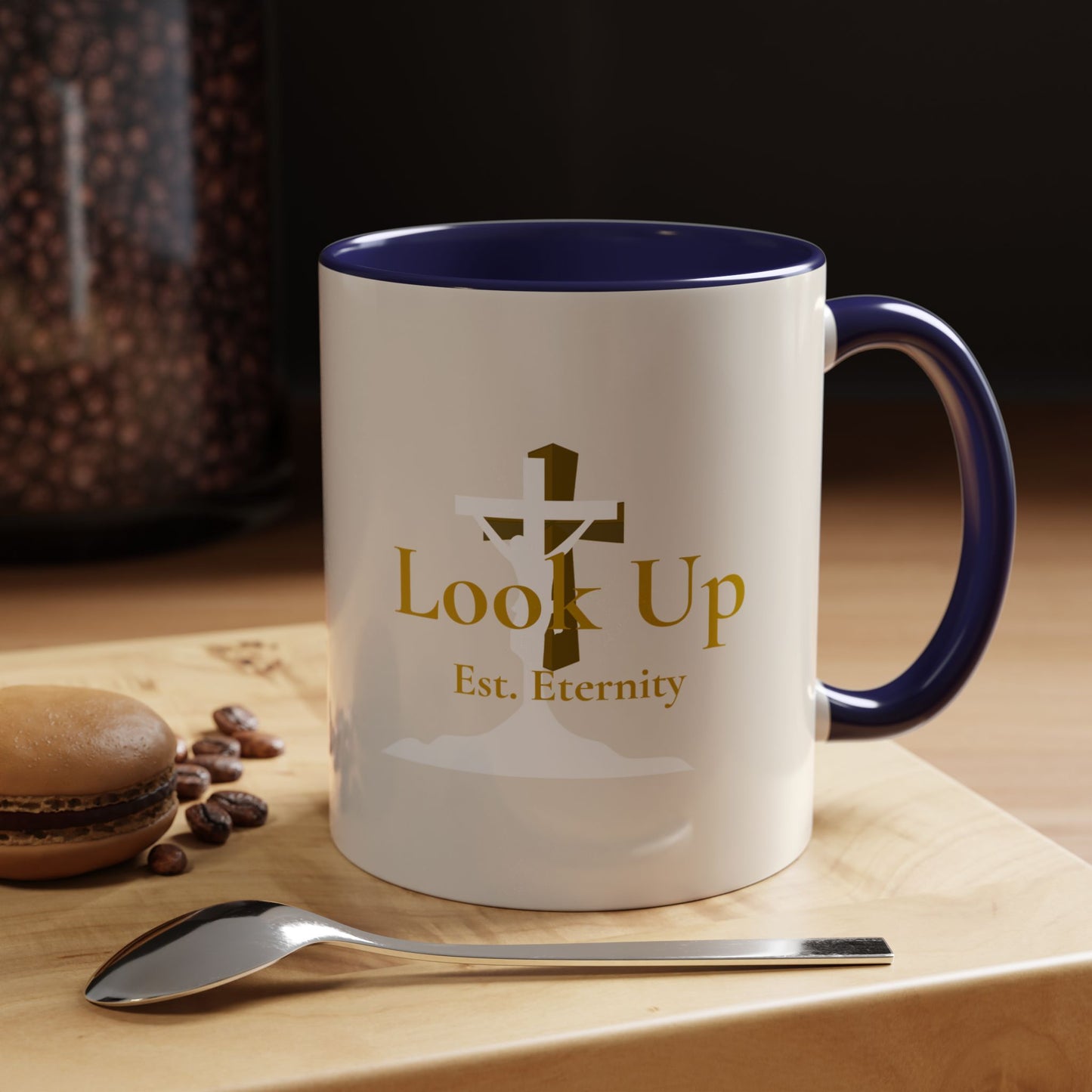 Look Up Est. Eternity Accent Coffee Mug with Cross – 11 oz & 15 oz