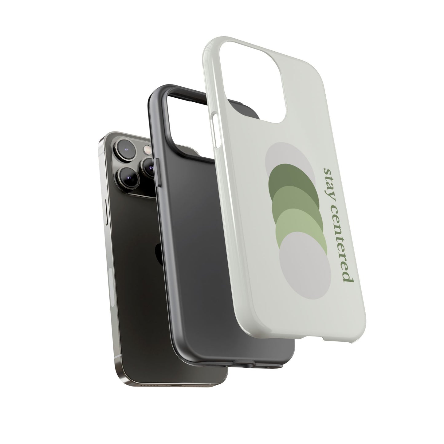 Stay Centered Minimalist Phone Case – Sage Green Wellness Aesthetic iPhone Case | Modern Neutral Protective Cover