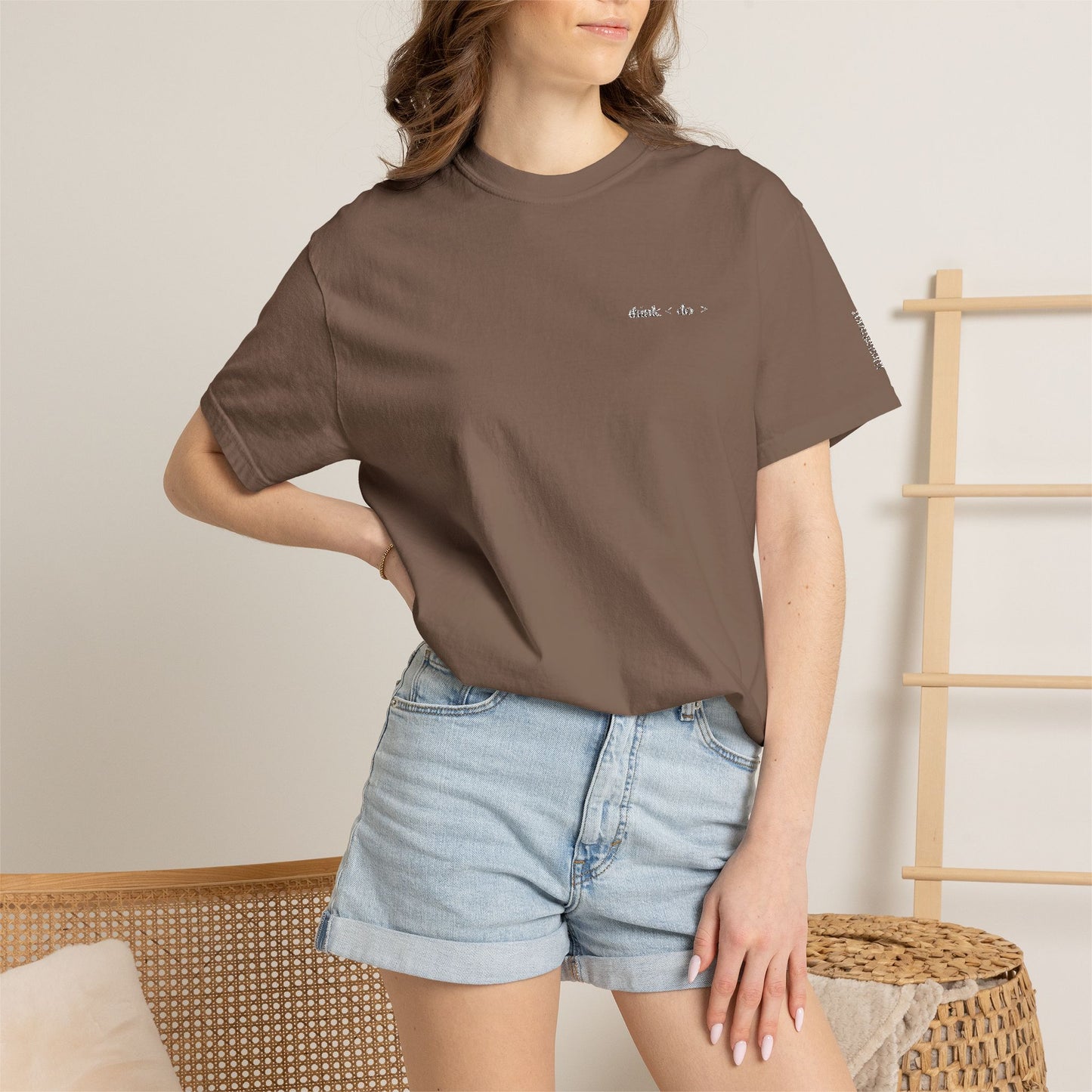 Think < Do > Embroidered Unisex T-Shirt | Minimalist Everyday Tee | Ivory Thread