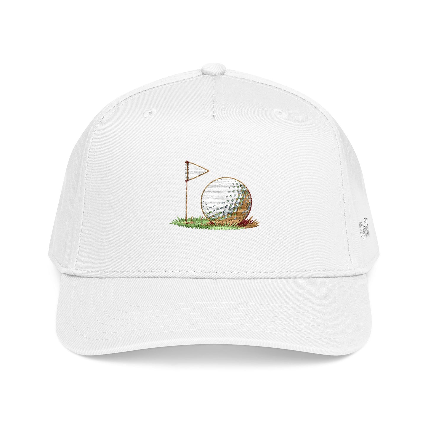 Vintage Golf Mid Profile Baseball Cap – Embroidered Golf Ball Flag Hat