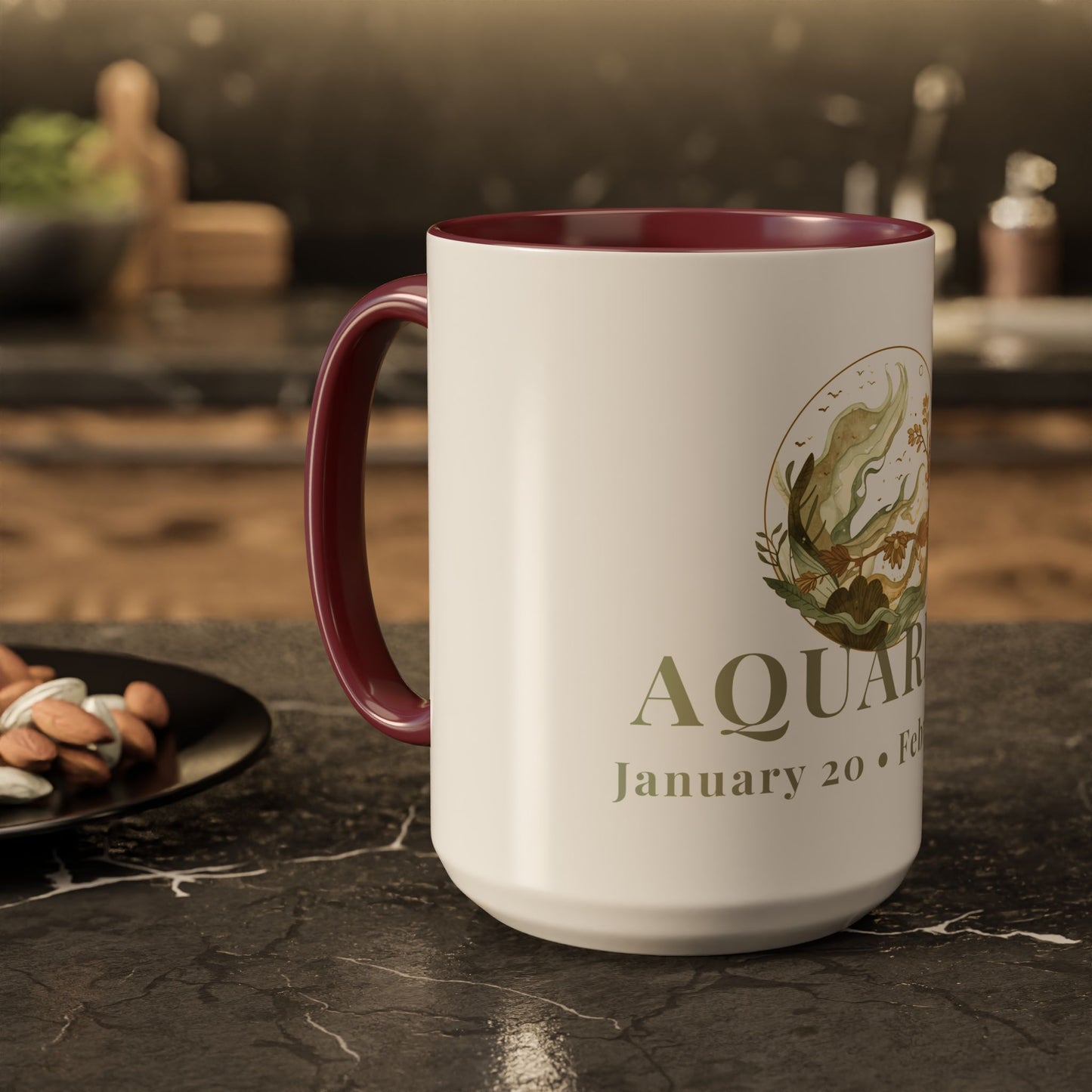 Aquarius Zodiac Mug - January 20 - February 18 Astrology Coffee Cup - Water Flow Zodiac Sign Mug - 15 oz.