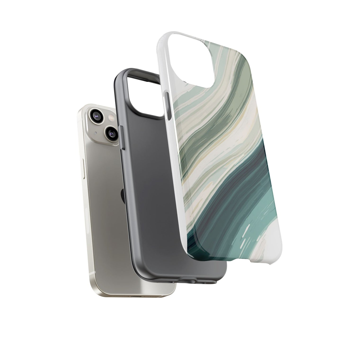 Sea Glass Drift Phone Case – Coastal Abstract Ocean Waves iPhone Case | Sage Green Minimalist Protective Cover