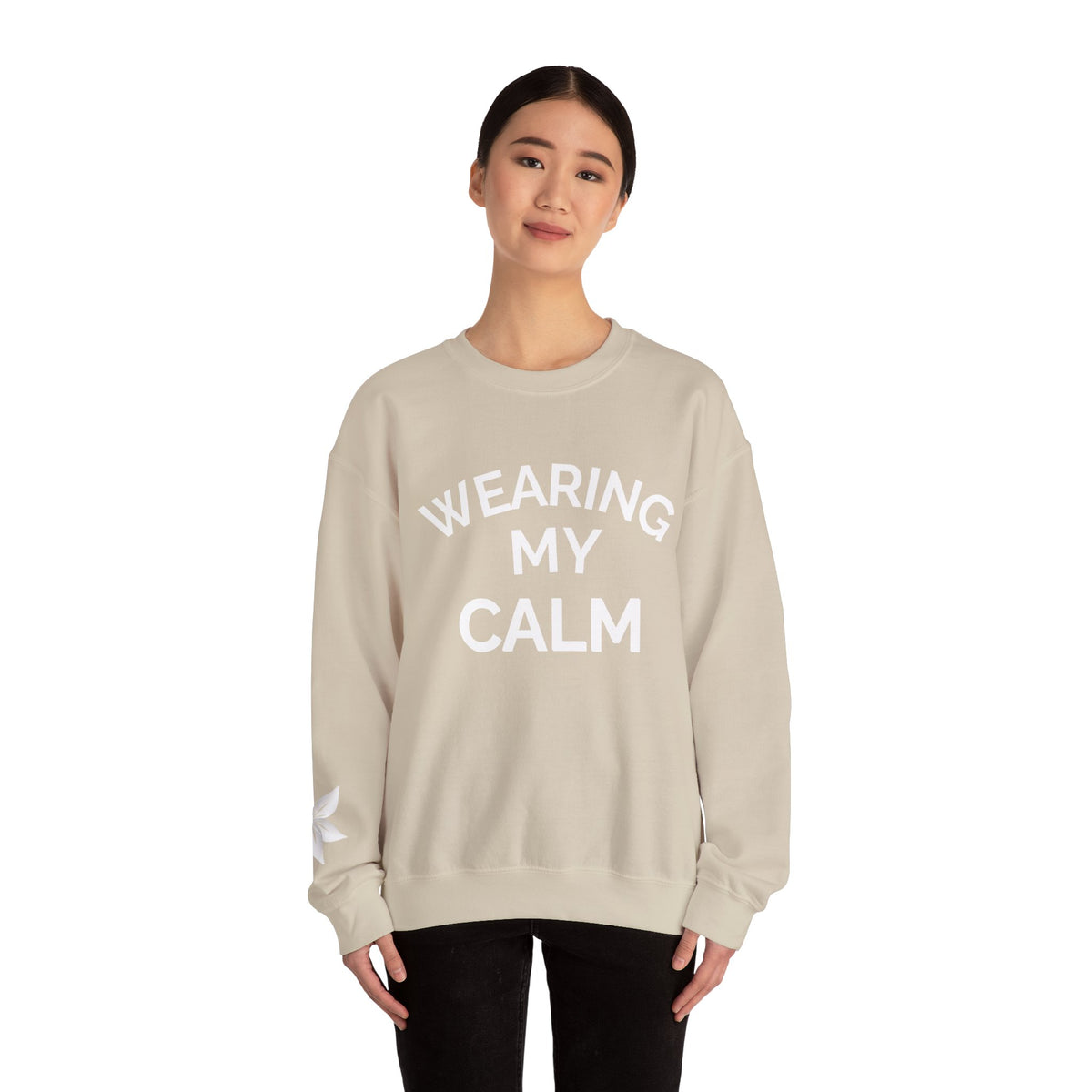 Wearing My Calm Crewneck Sweatshirt, Cozy Unisex Sweatshirt, Relaxed Fit Apparel, Gift for Mindfulness Lovers, Everyday Comfort Wear, [...]