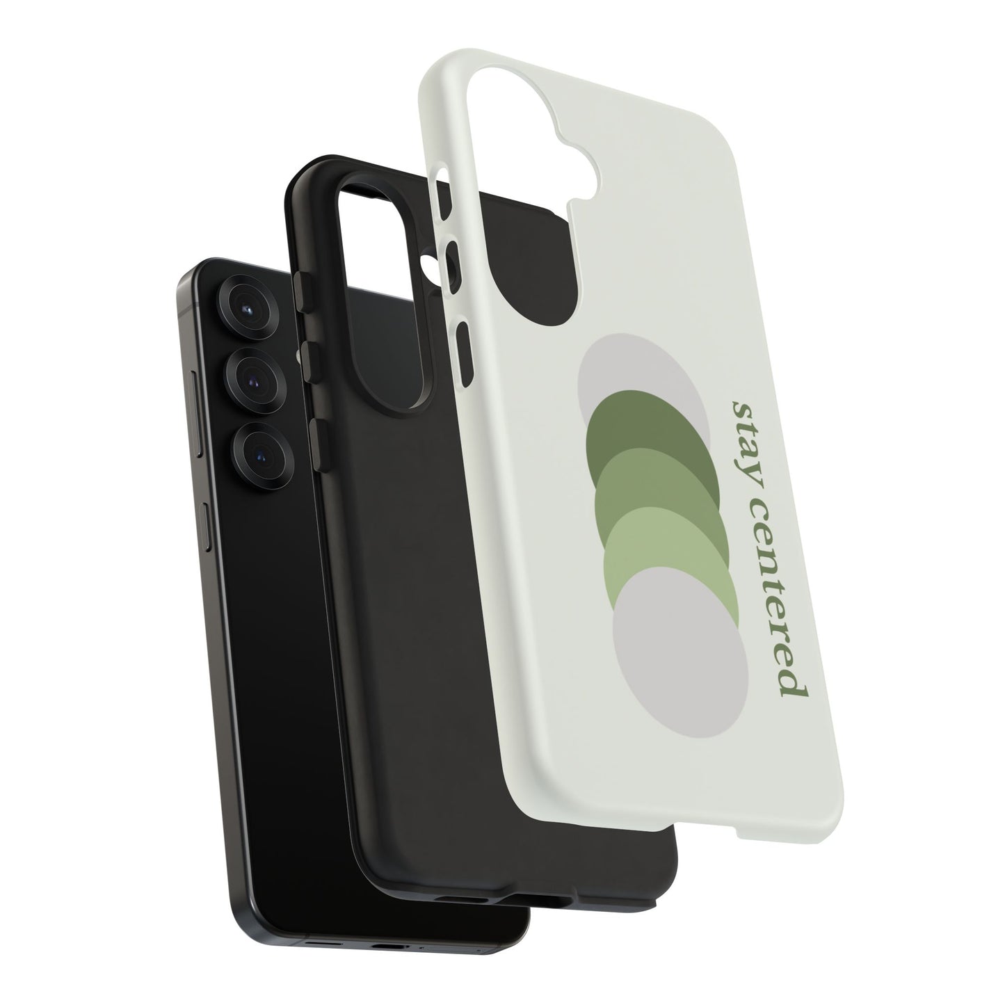 Stay Centered Minimalist Phone Case – Sage Green Wellness Aesthetic iPhone Case | Modern Neutral Protective Cover
