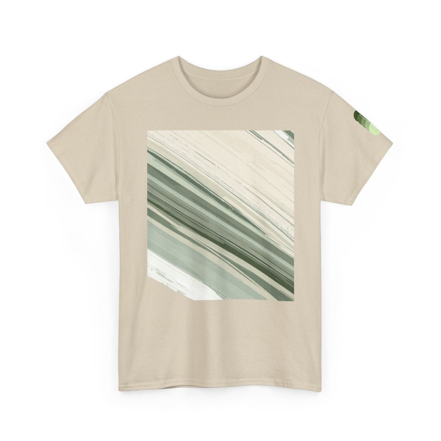 Sea Glass Drift Unisex Heavy Cotton Tee – Abstract Coastal Wave Graphic Shirt | Minimalist Sage Green Aesthetic Tee