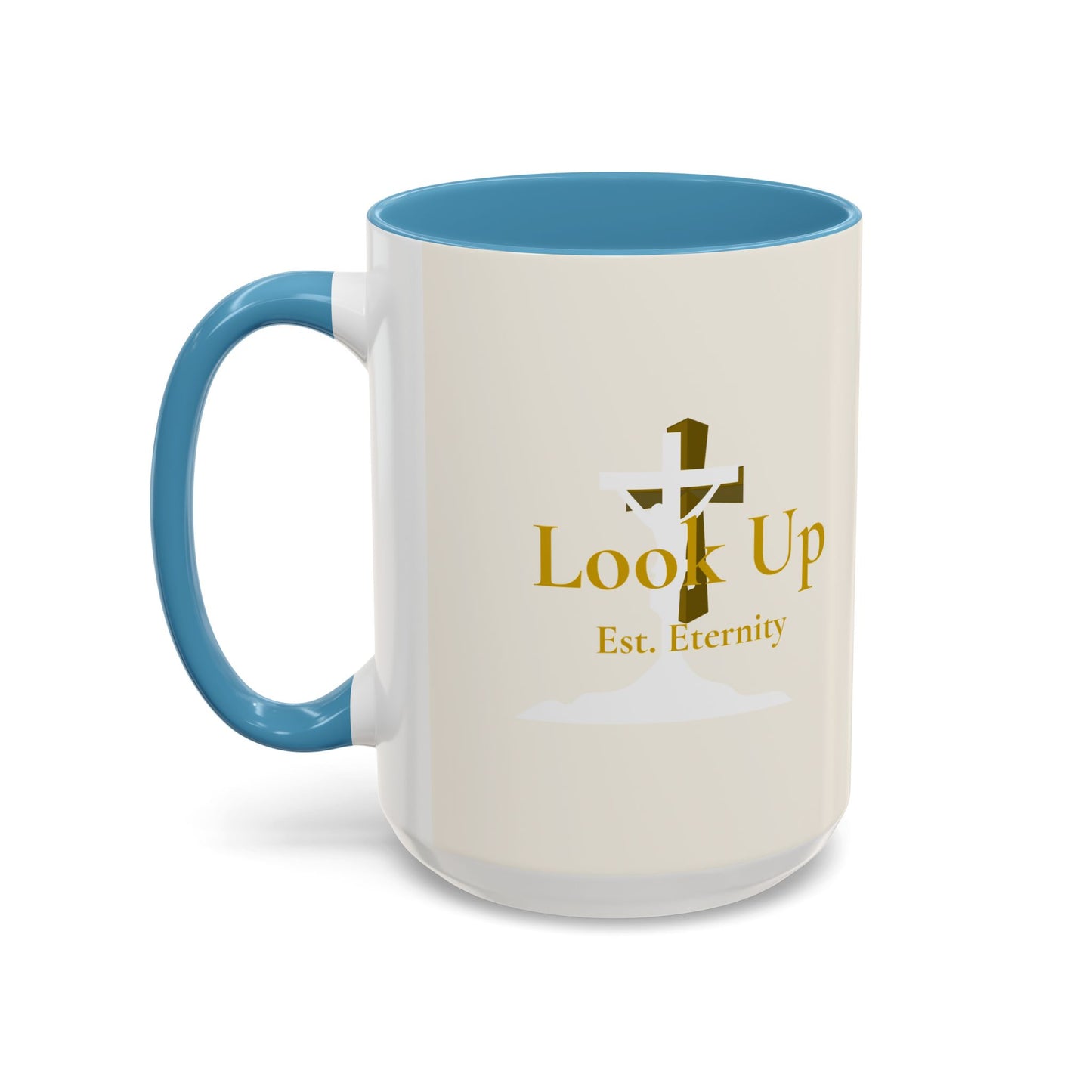 Look Up Est. Eternity Accent Coffee Mug with Cross – 11 oz & 15 oz