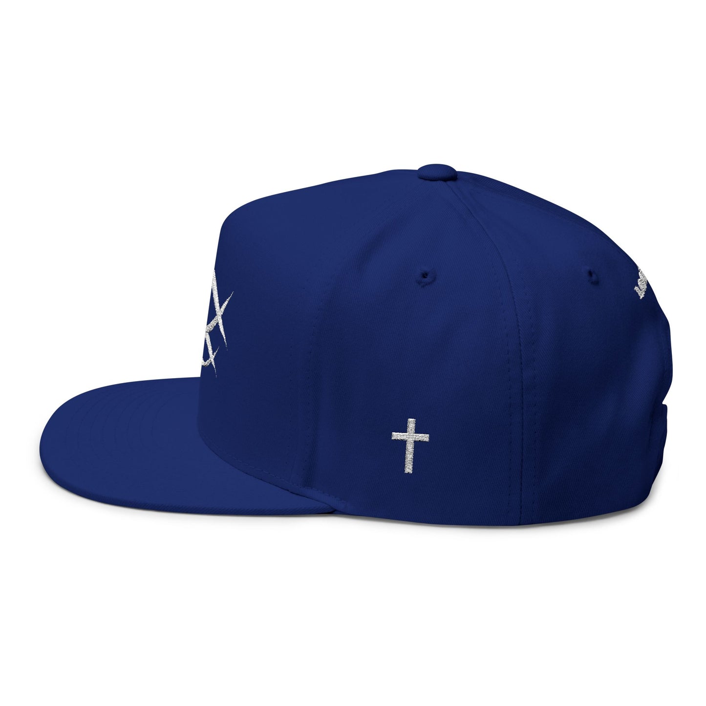 Christian Fish Embroidered Flat Bill Cap — "Look Up" Snapback
