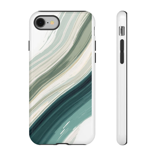 Sea Glass Drift Phone Case – Coastal Abstract Ocean Waves iPhone Case | Sage Green Minimalist Protective Cover