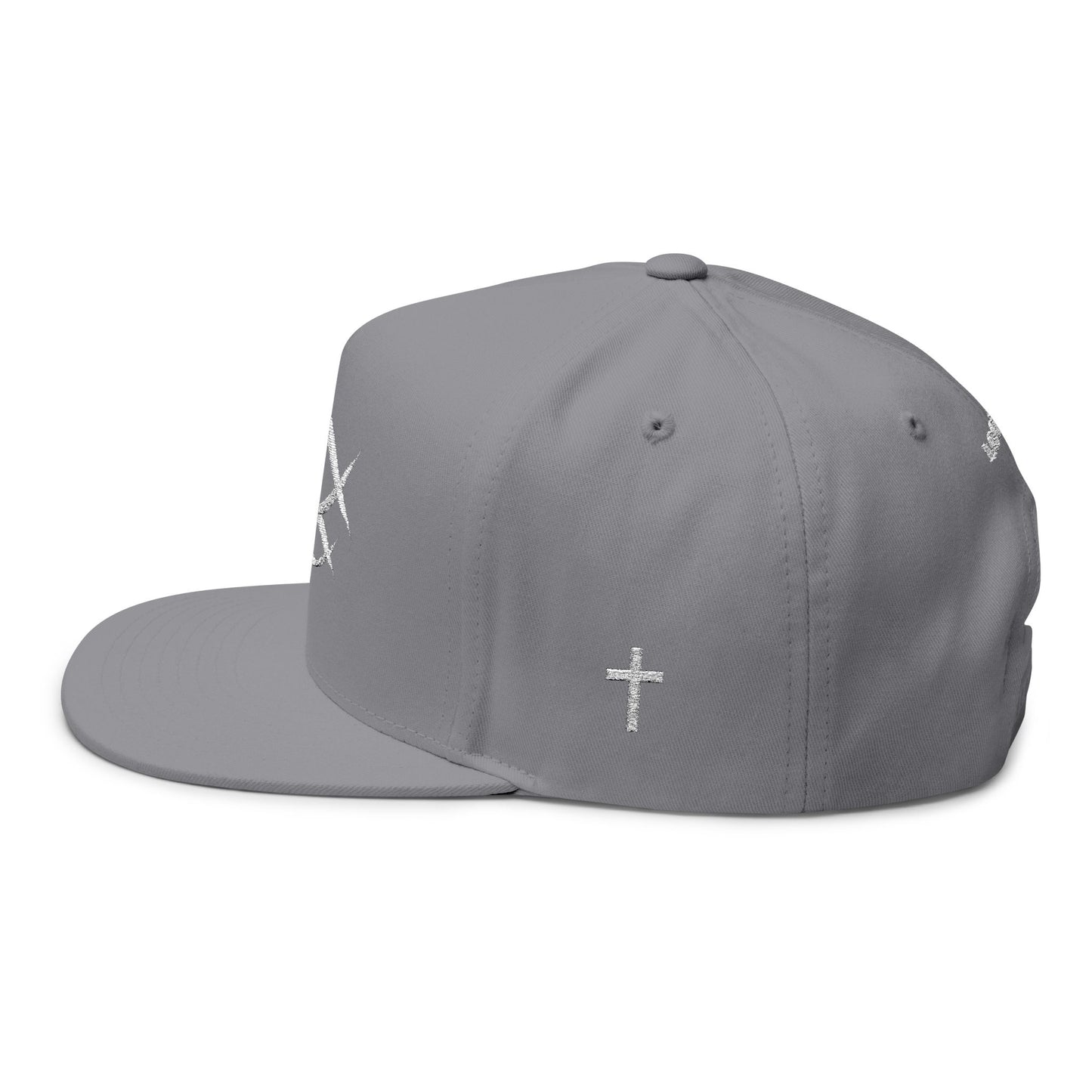Christian Fish Embroidered Flat Bill Cap — "Look Up" Snapback