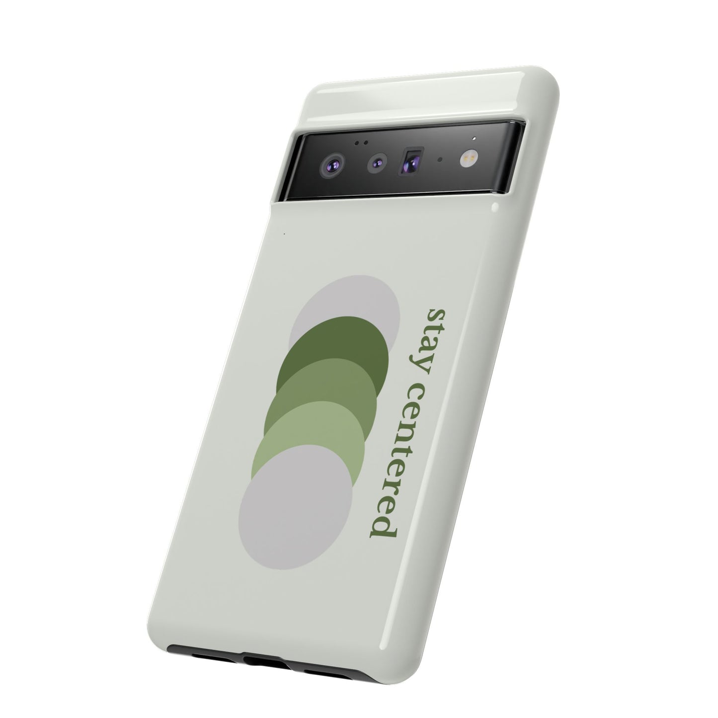 Stay Centered Minimalist Phone Case – Sage Green Wellness Aesthetic iPhone Case | Modern Neutral Protective Cover