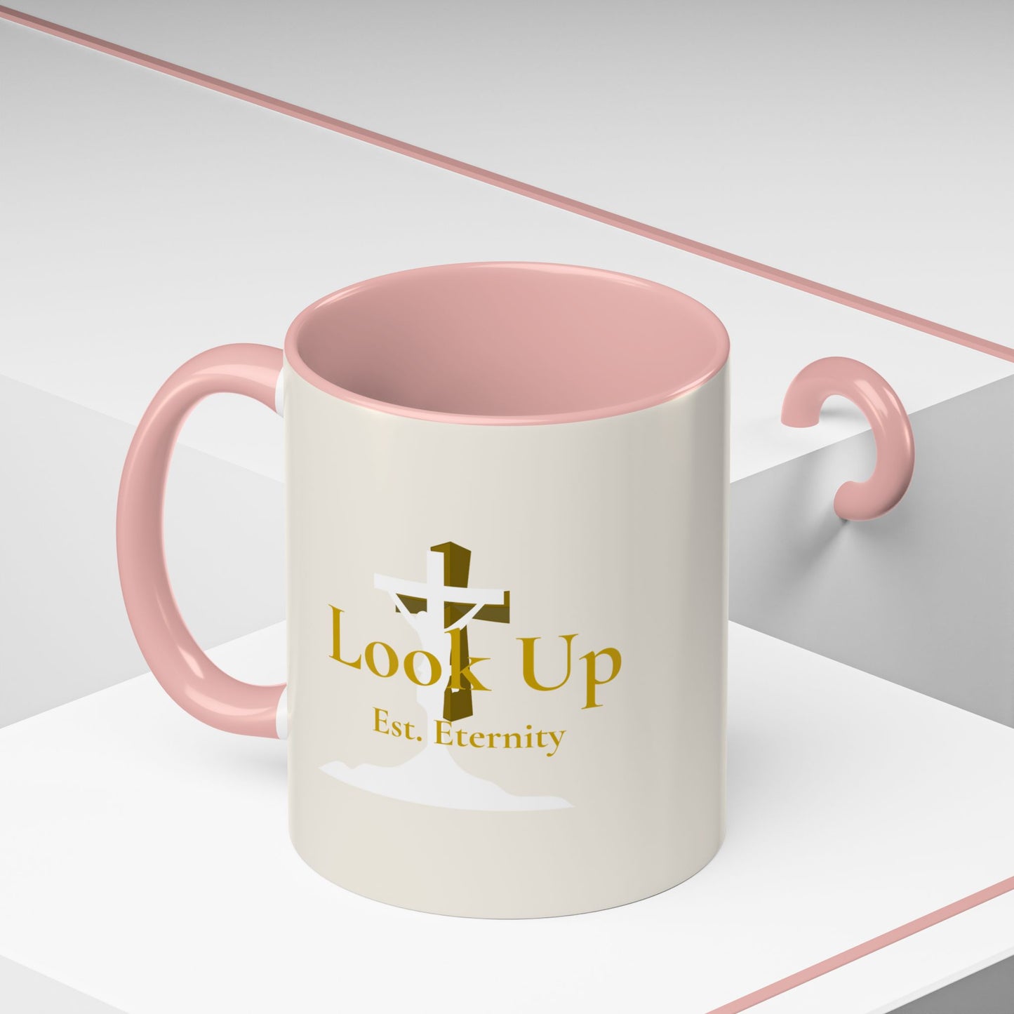 Look Up Est. Eternity Accent Coffee Mug with Cross – 11 oz & 15 oz