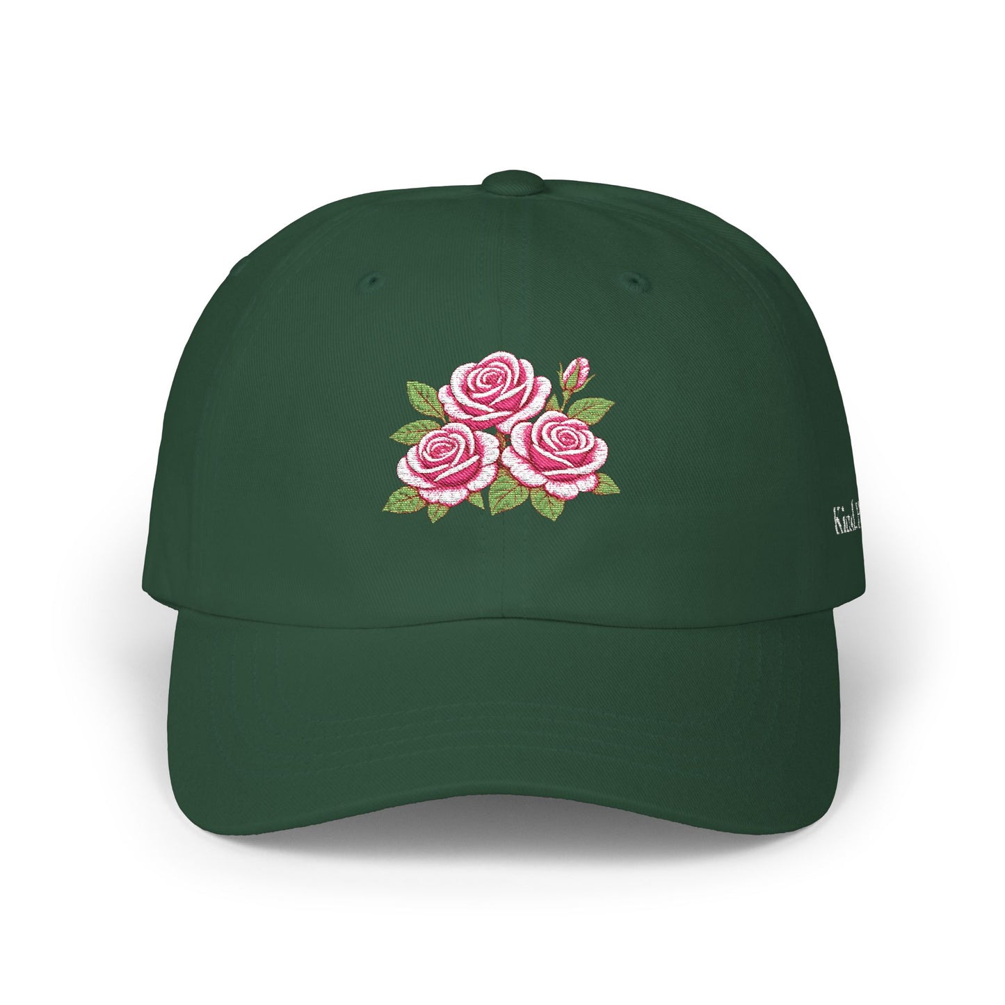 Embroidered Rose Floral Mama Dad Hat with Personalized Side Name