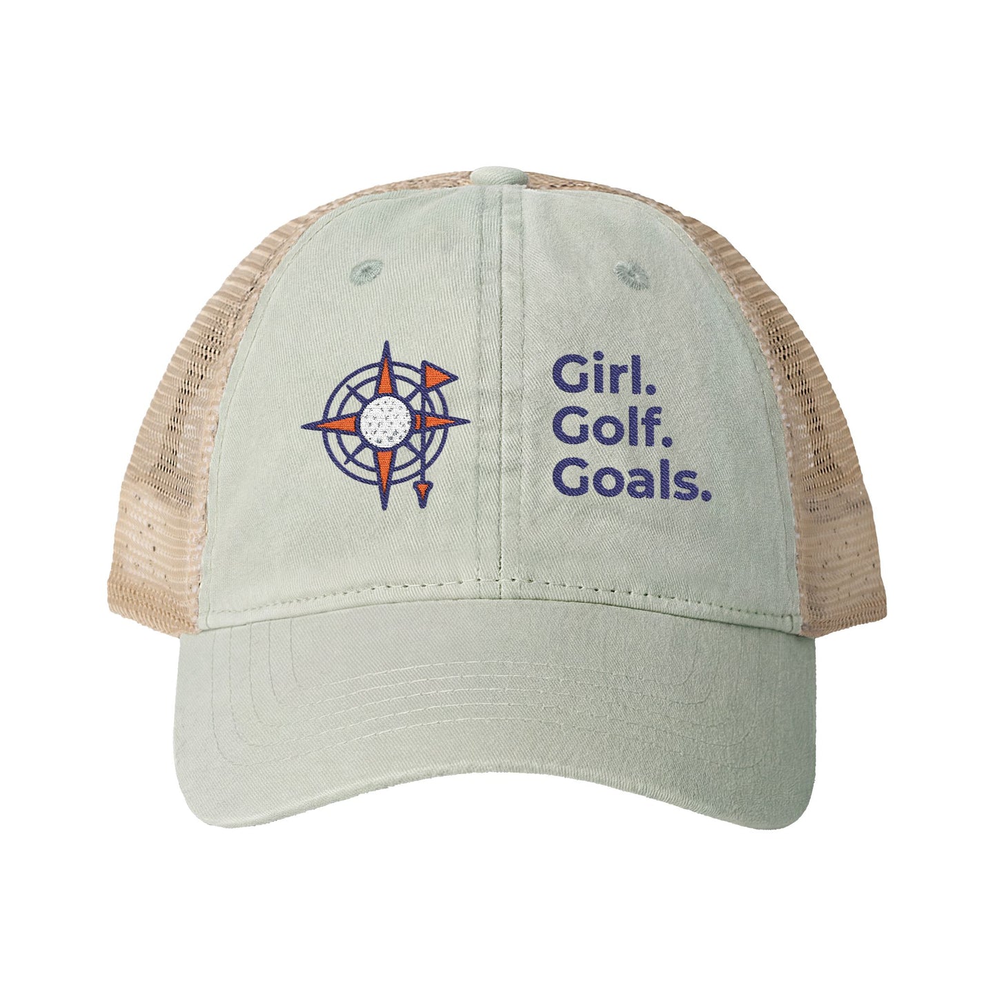 Girl. Golf. Goals. Women’s Washed Mesh-Back Cap