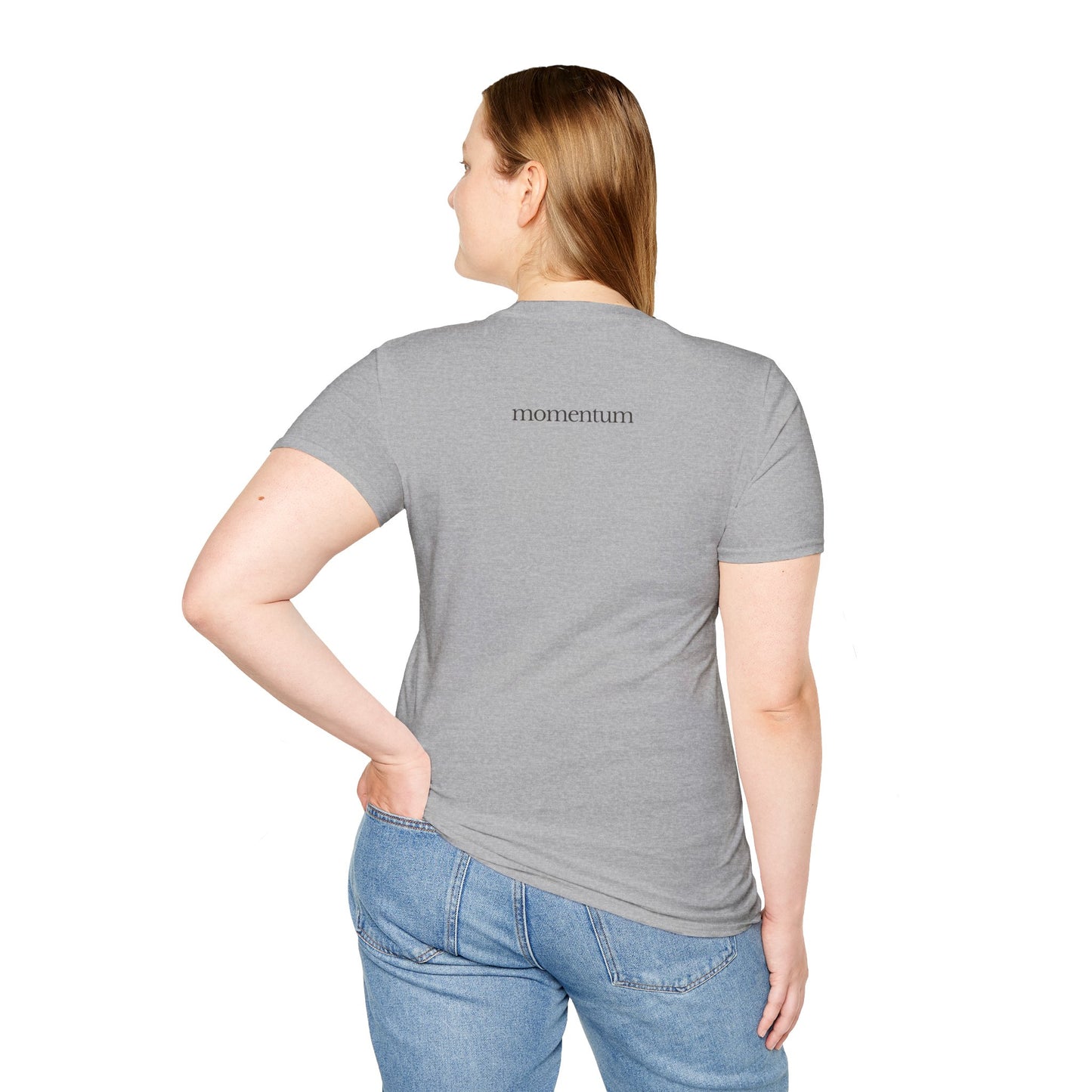 think < do > Unisex Softstyle T-Shirt | Minimalist Inspirational Tee with Momentum Back Detail