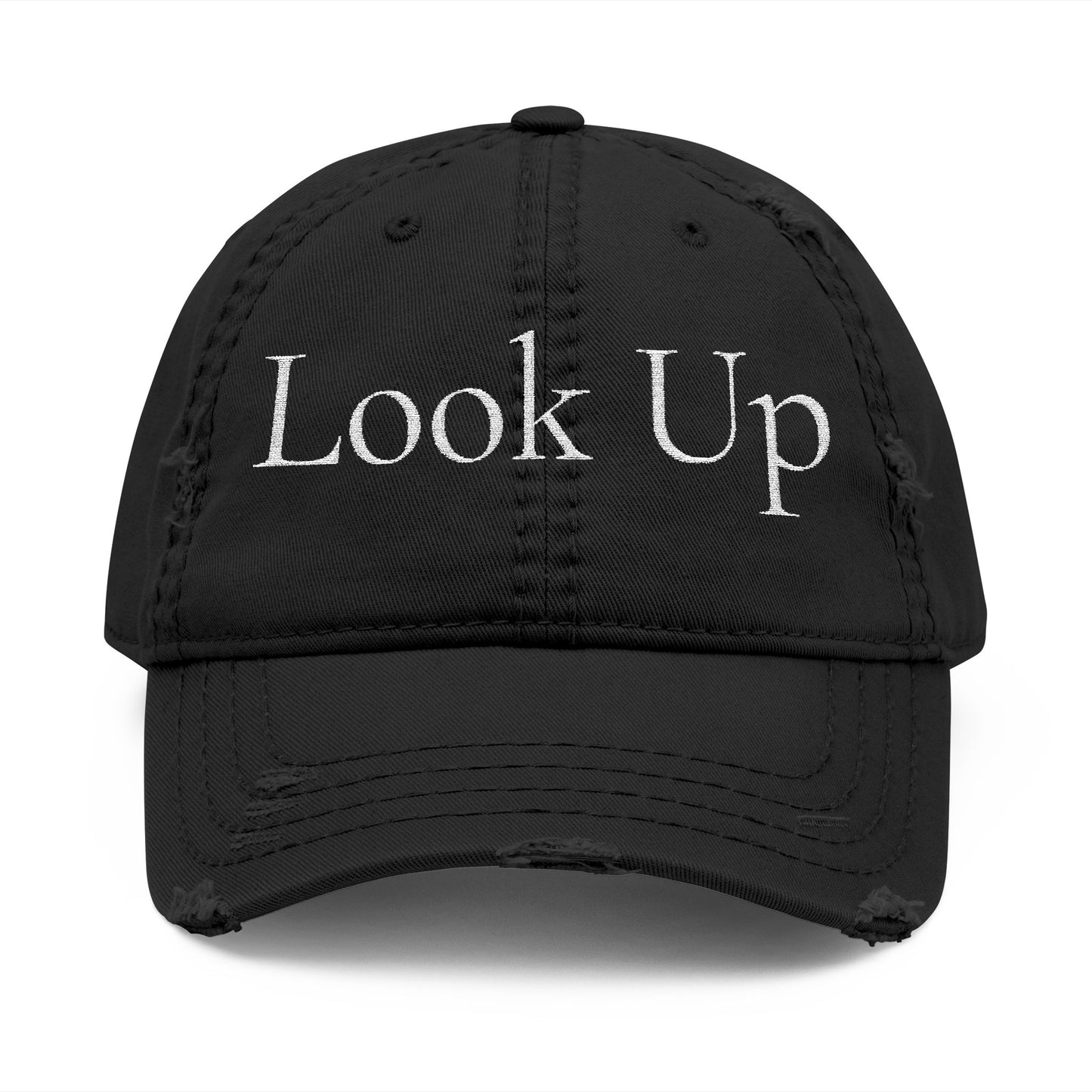 Look Up Cross distressed Dad Hat Embroidered Faith Cap